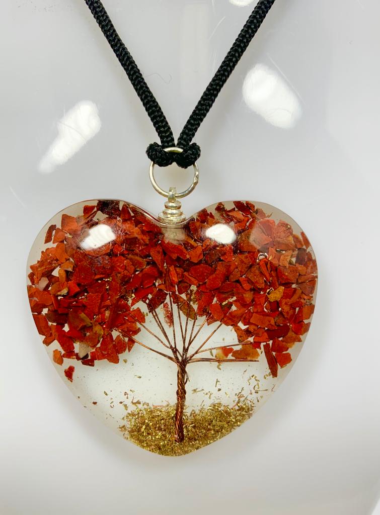 Red Jasper Tree of Life Pendant Heart