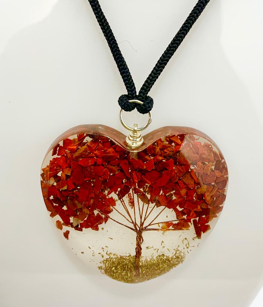 Red Jasper Tree of Life Pendant Heart