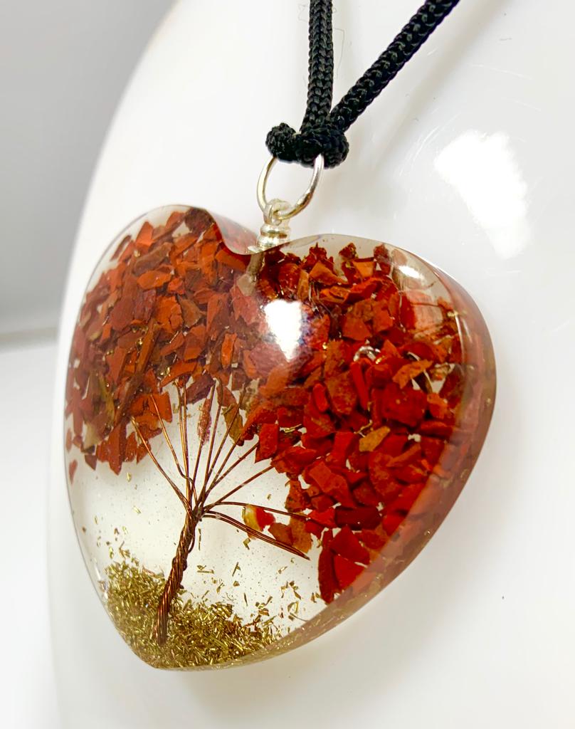 Red Jasper Tree of Life Pendant Heart