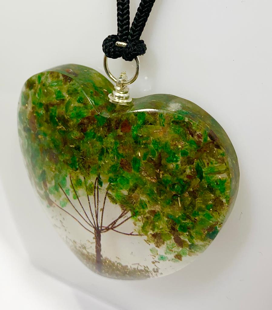 Green Aventurine Tree of Life Pendant Heart