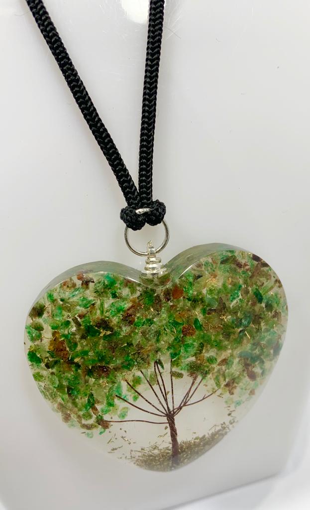 Green Aventurine Tree of Life Pendant Heart