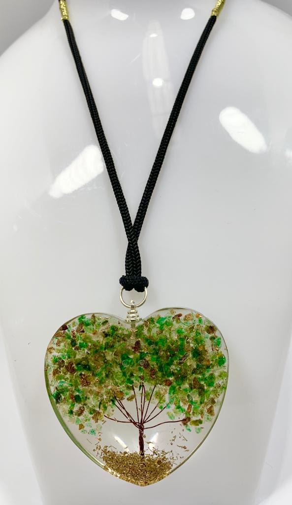 Green Aventurine Tree of Life Pendant Heart