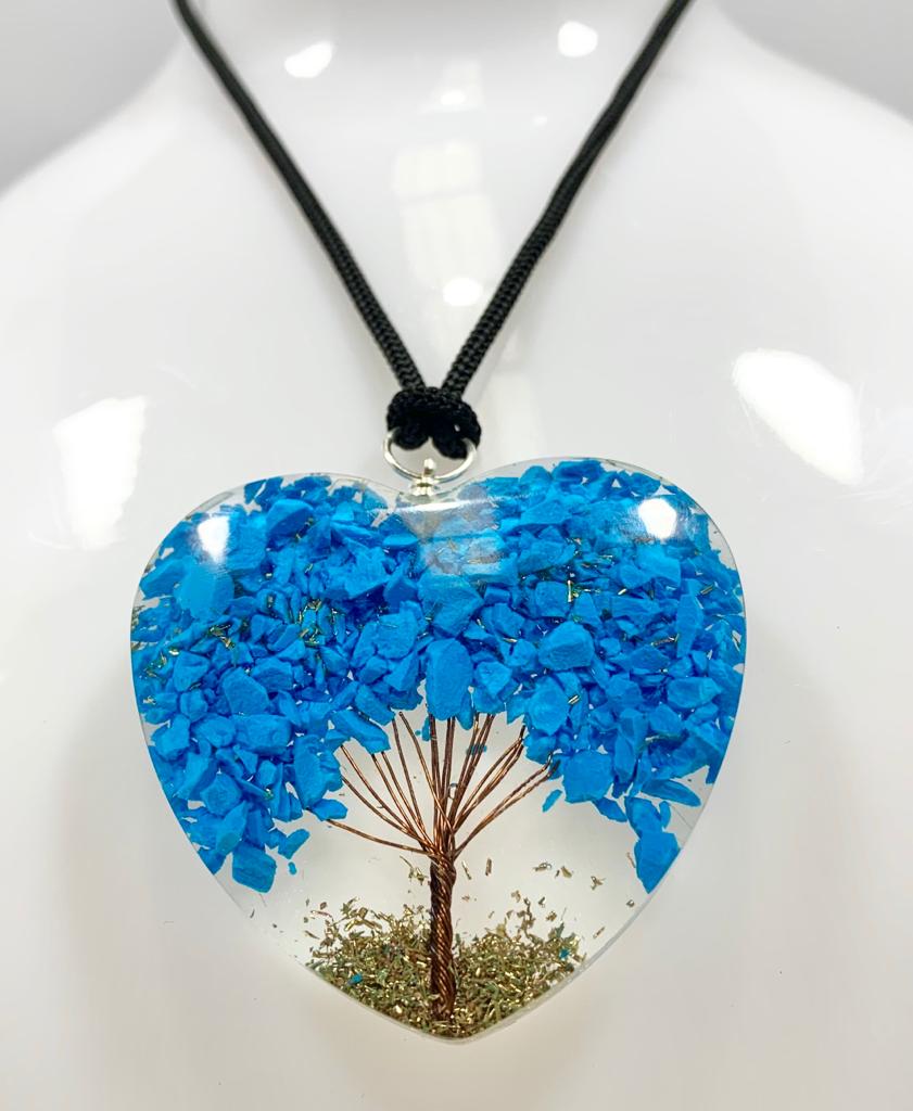 Blue Howlite Tree of Life Heart Pendant