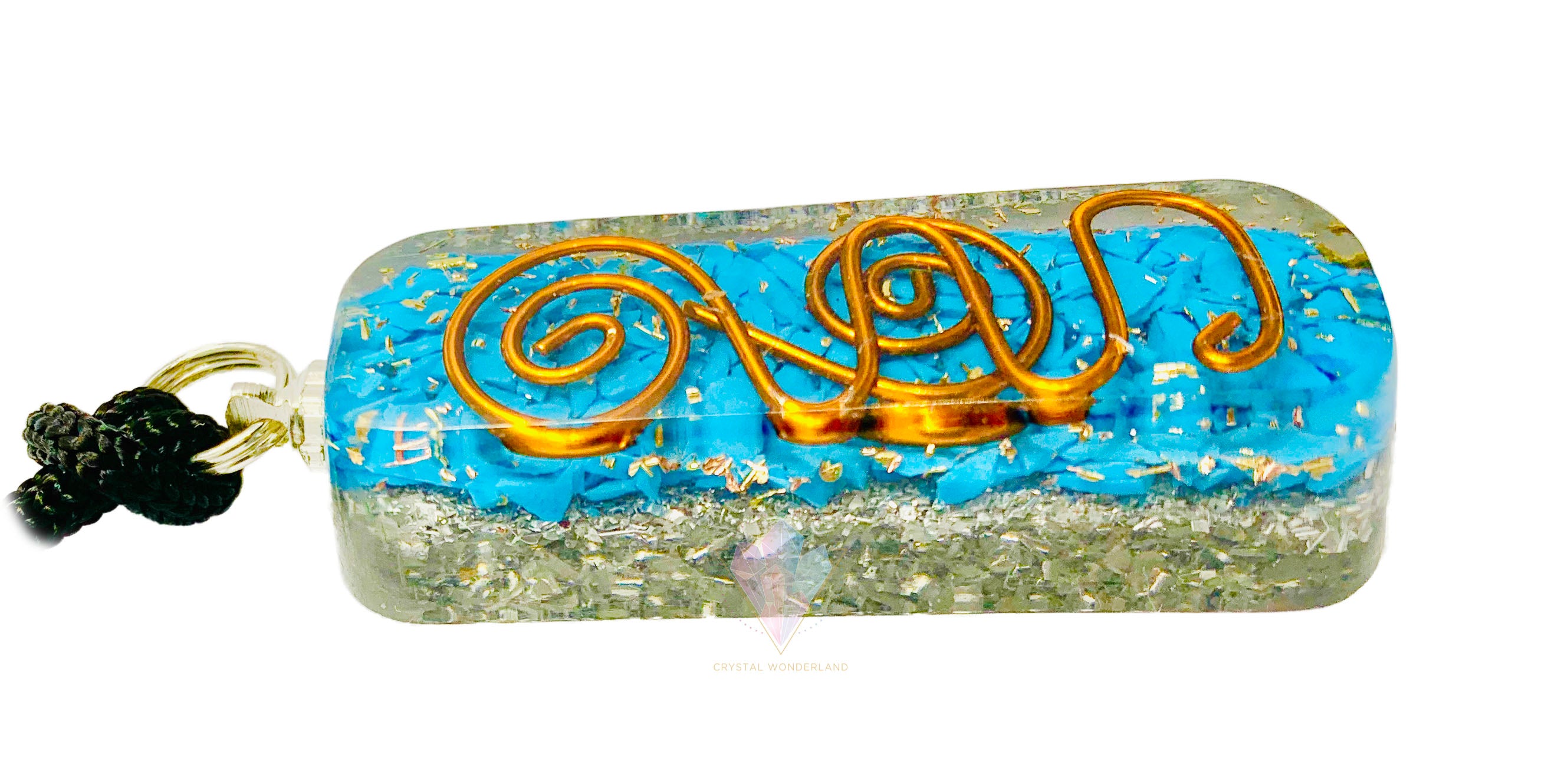 Blue Howlite Orgonite Necklace Pendant Adjustable Cord