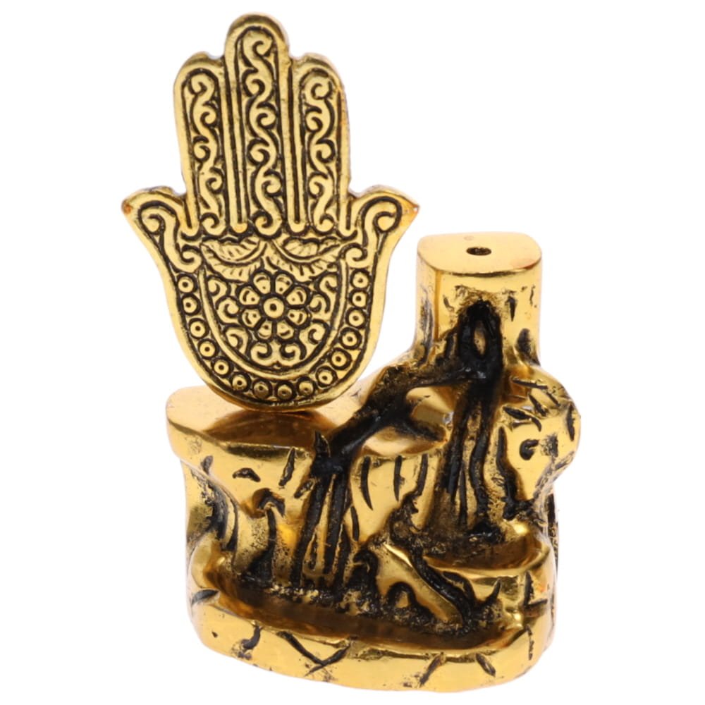 Backflow Incense Burner Hand of Fatima Gold Finish
