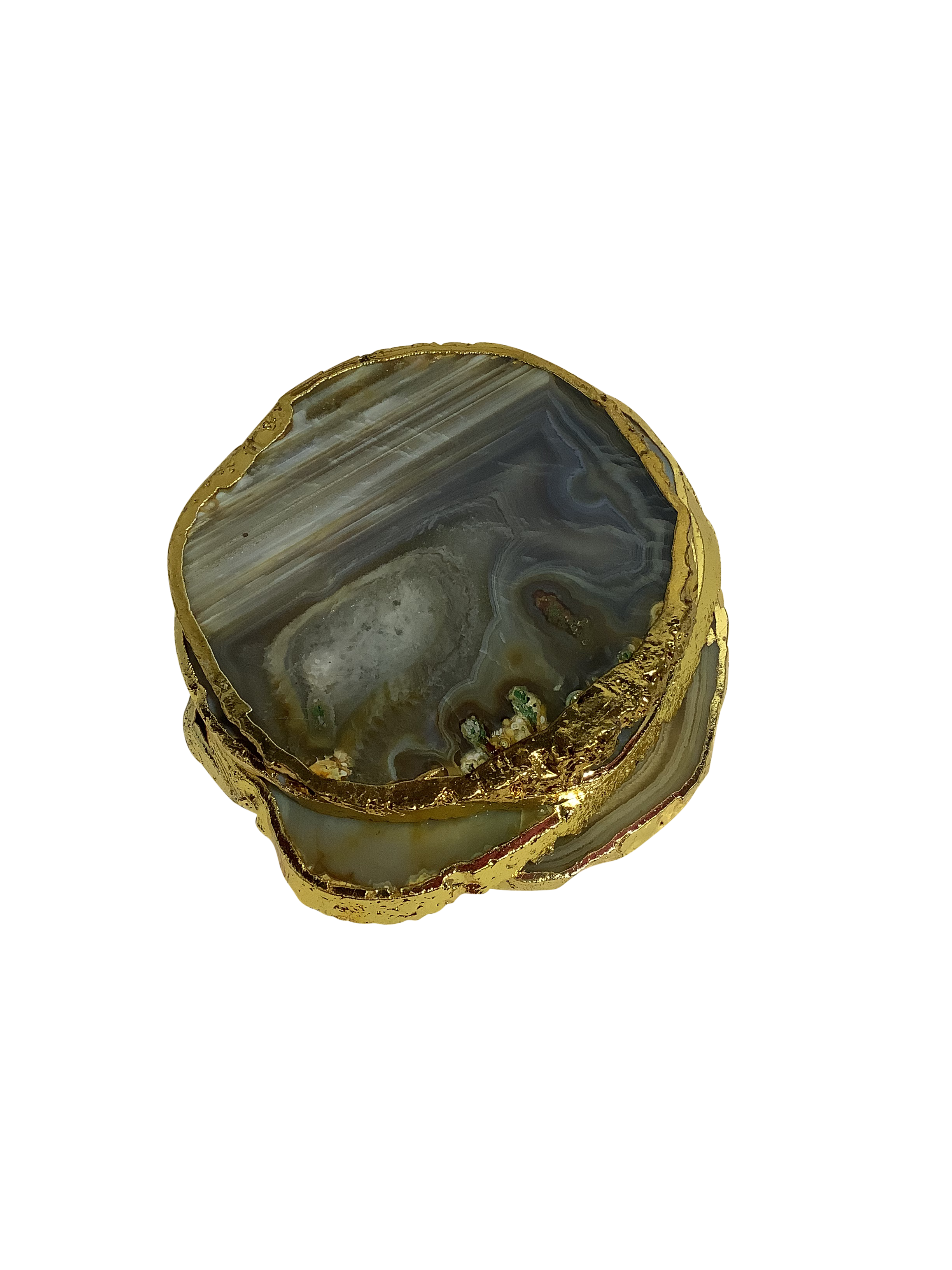 Natural Agate Coaster Natural Shape Gold - 2 Pieces