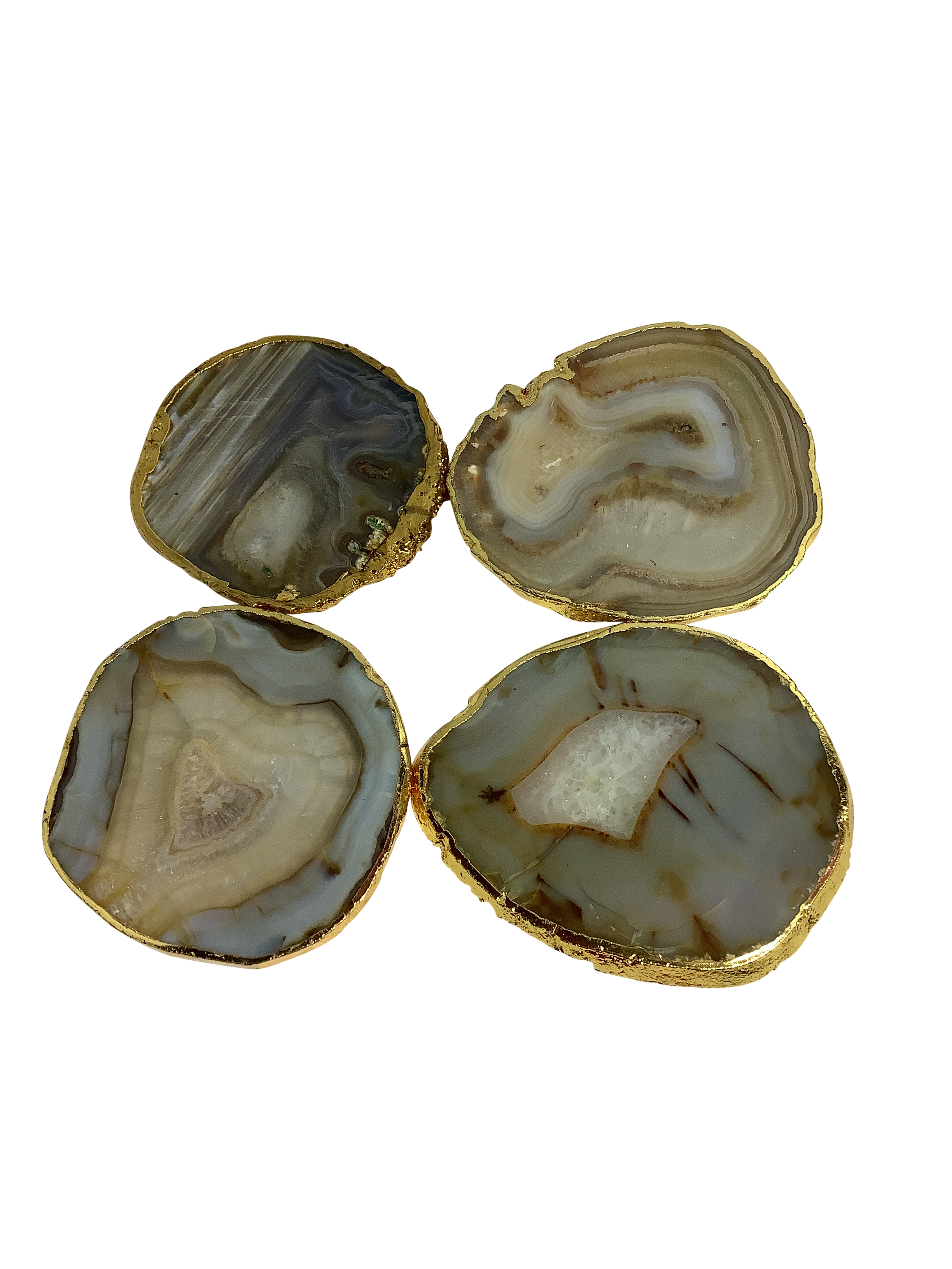 Natural Agate Coaster Natural Shape Gold - 2 Pieces