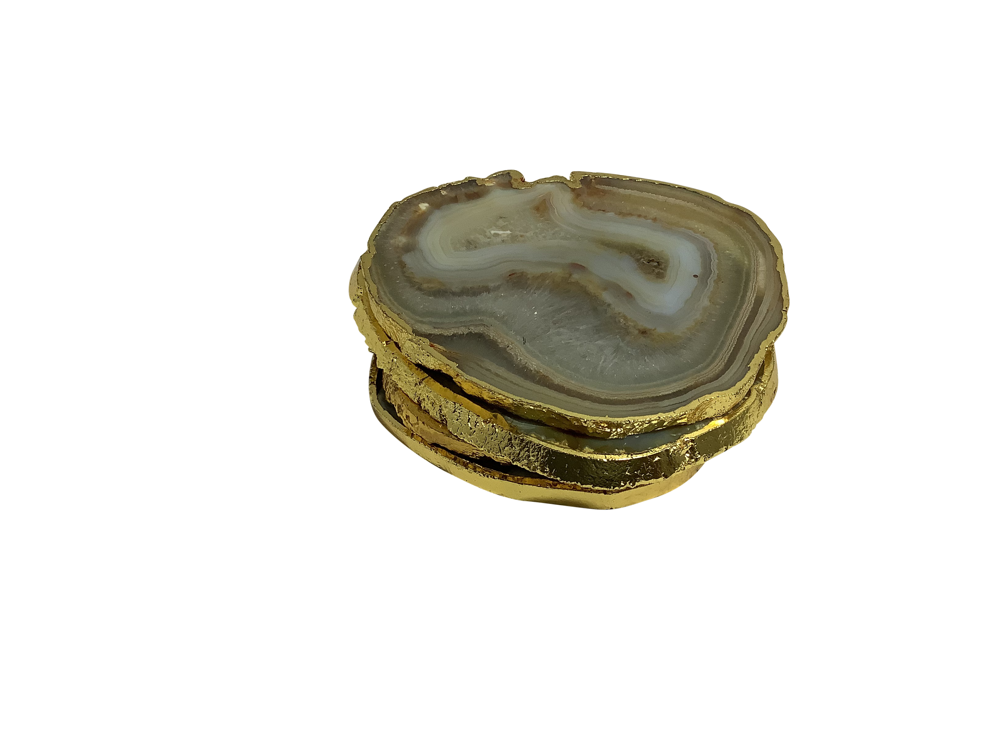 Natural Agate Coaster Natural Shape Gold - 2 Pieces
