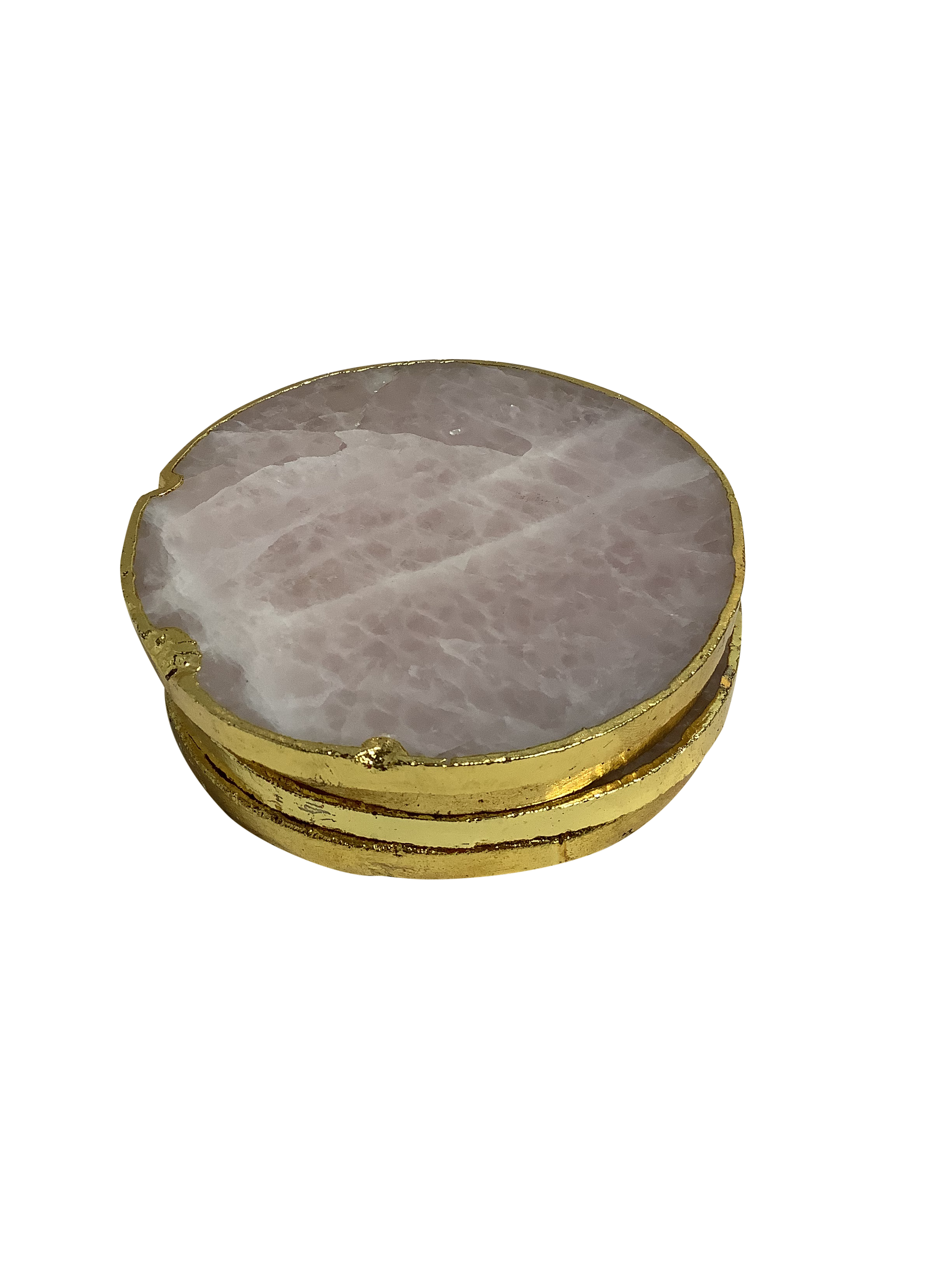 Rose Quartz Round Coaster Natural Shape 2 Pieces
