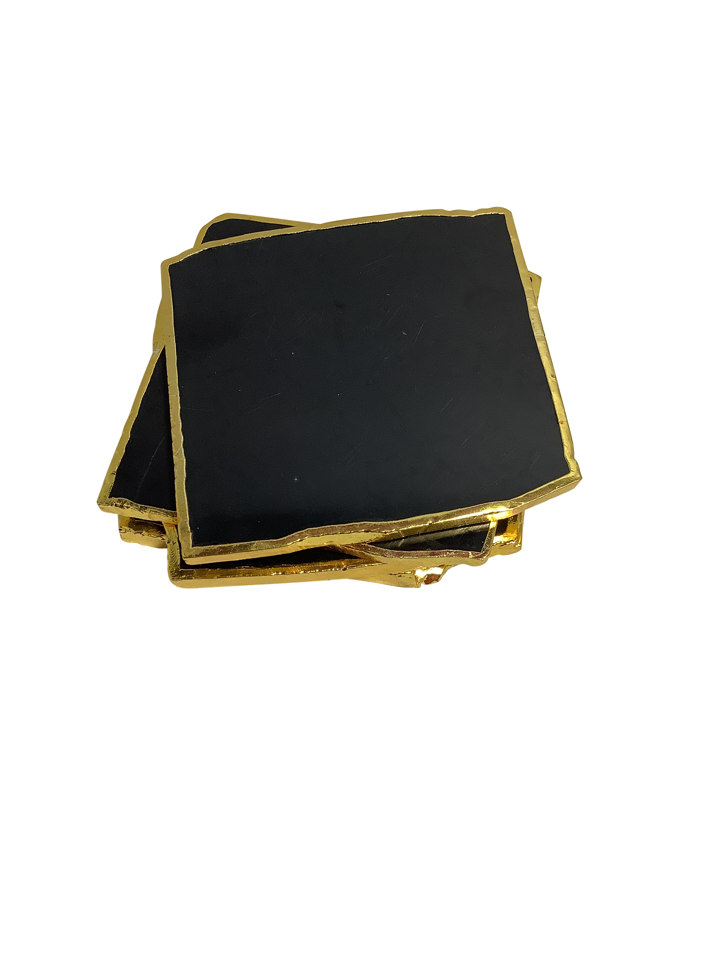 Black Agate Crystal Coaster Square Shaped 4 Pieces