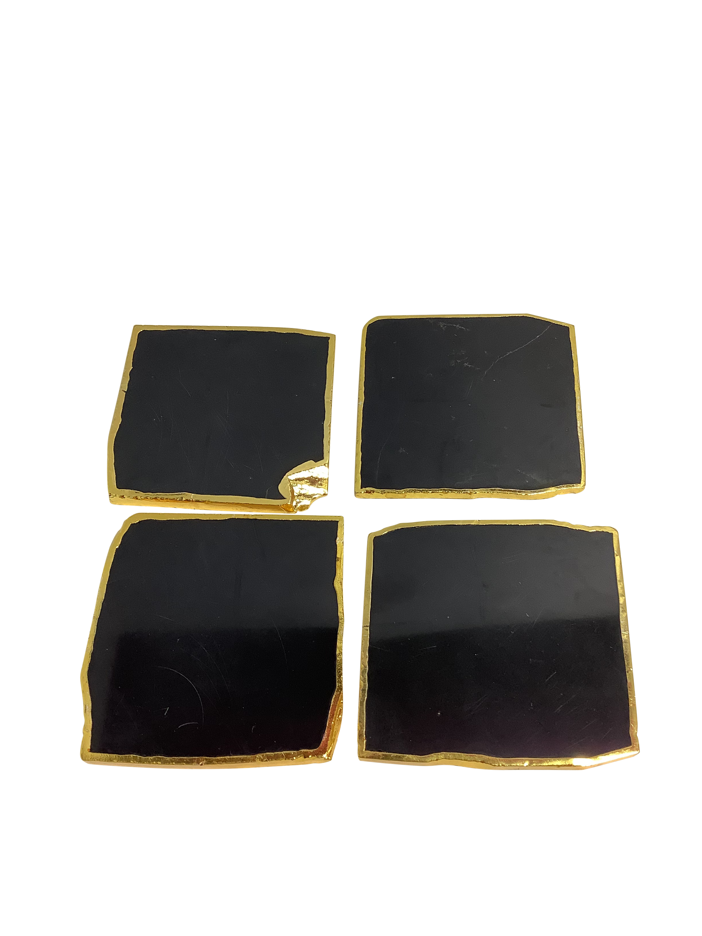 Black Agate Crystal Coaster Square Shaped 4 Pieces
