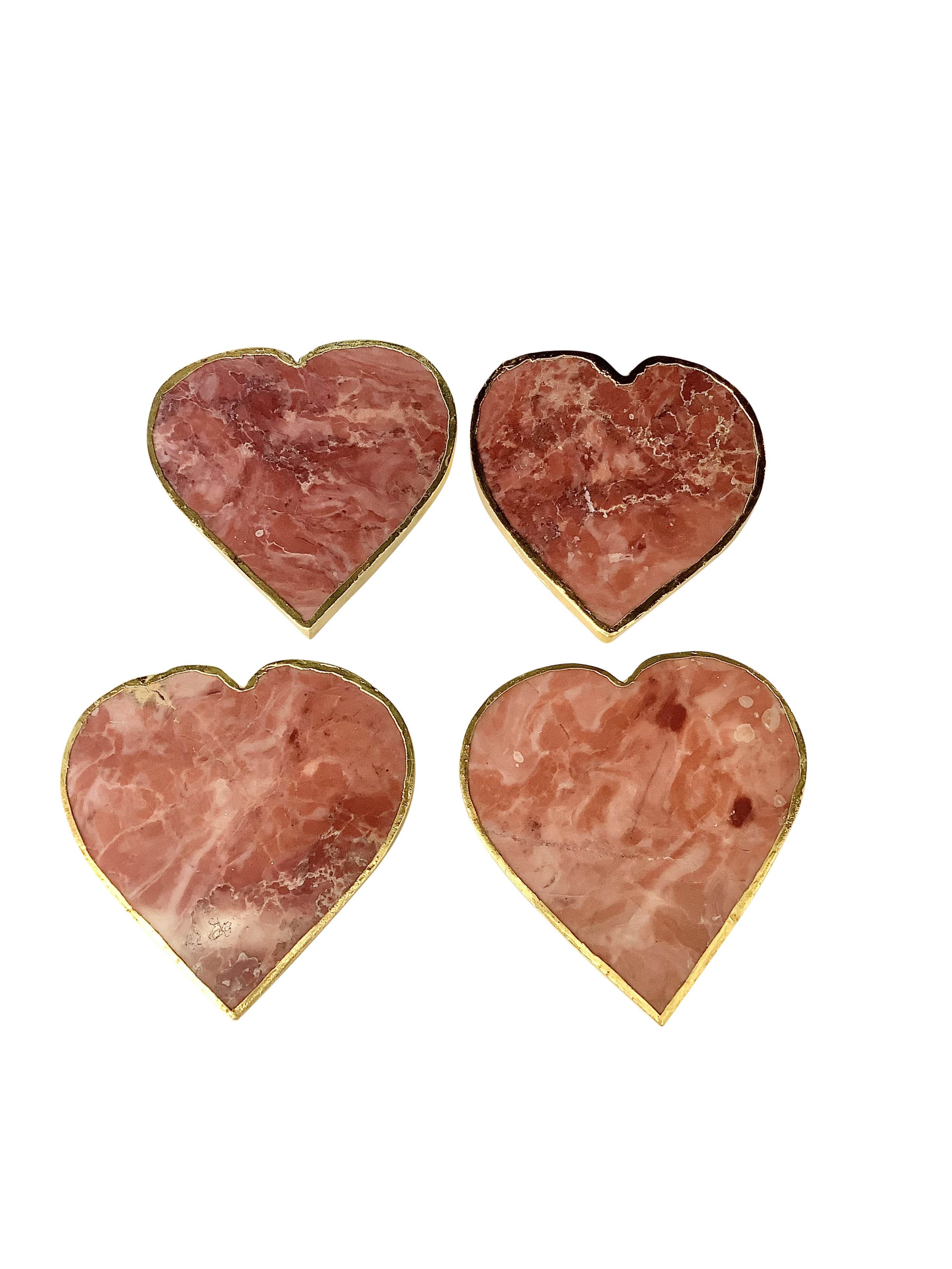 Red Agate Crystal Coaster Heart Shaped 4PC