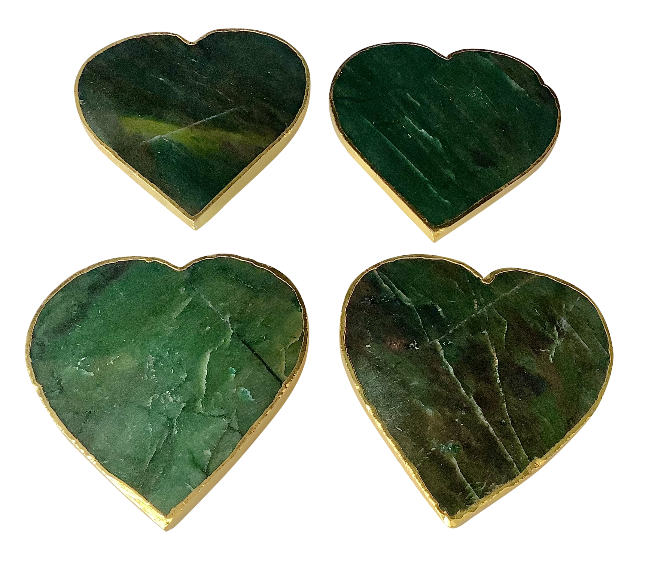 Blood Stone Crystal Coaster Heart Shaped 4 Pieces