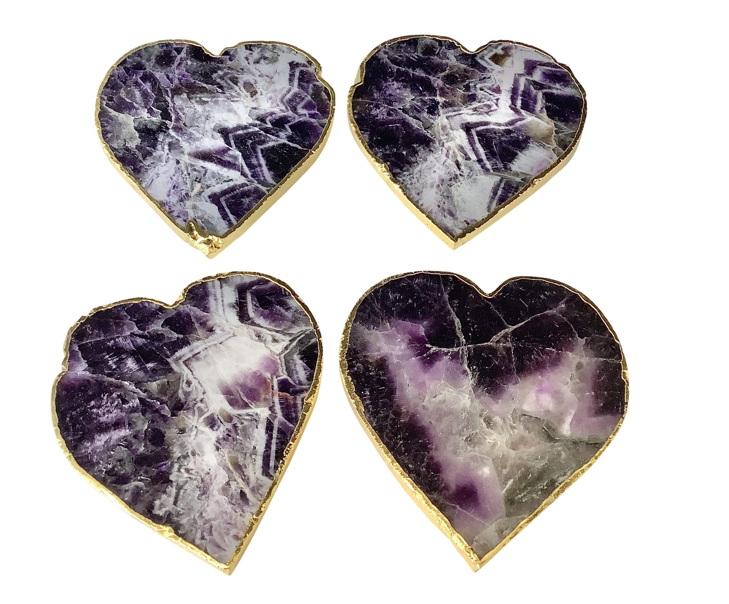 Amethyst Crystal Coaster Heart Shaped 4 Pieces
