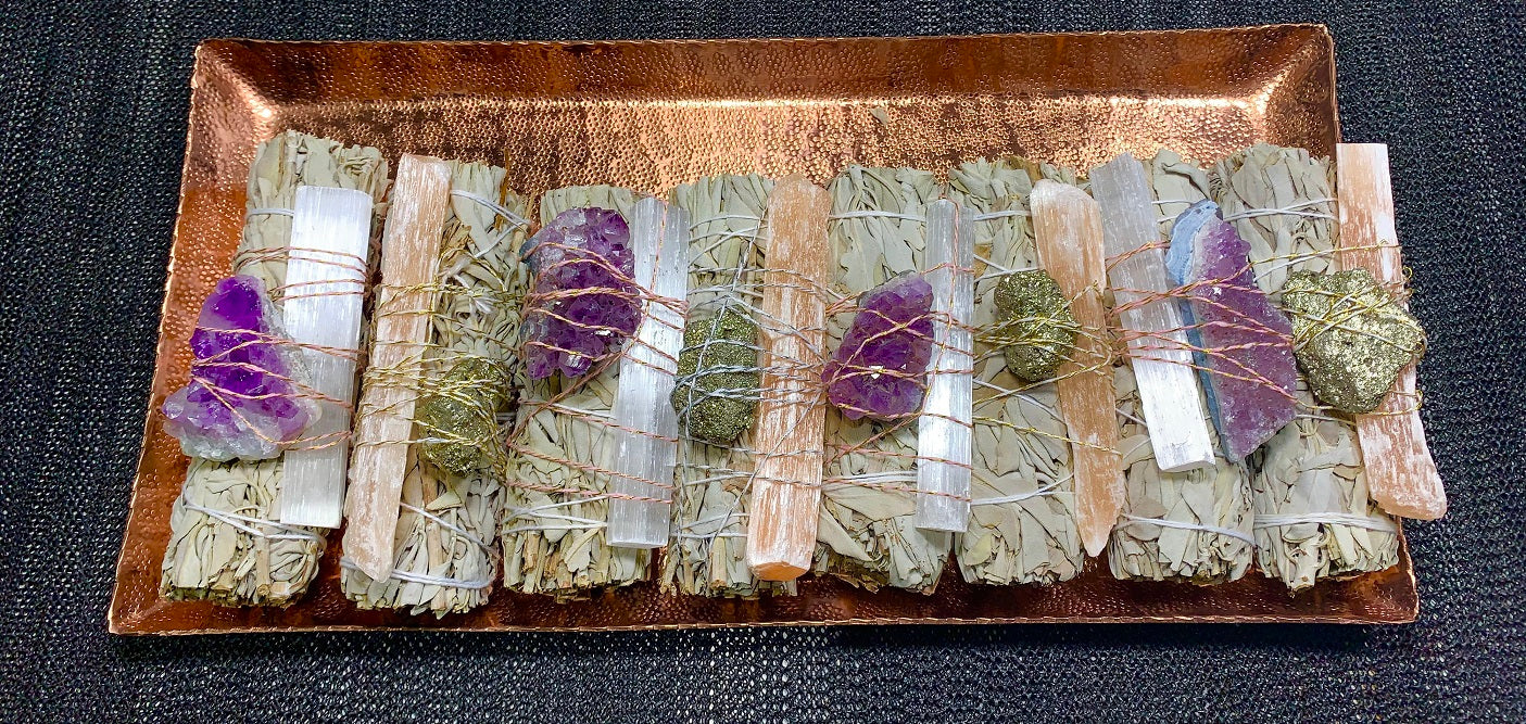 Combo White Sage Smudge Stick, Amethyst & Selenite