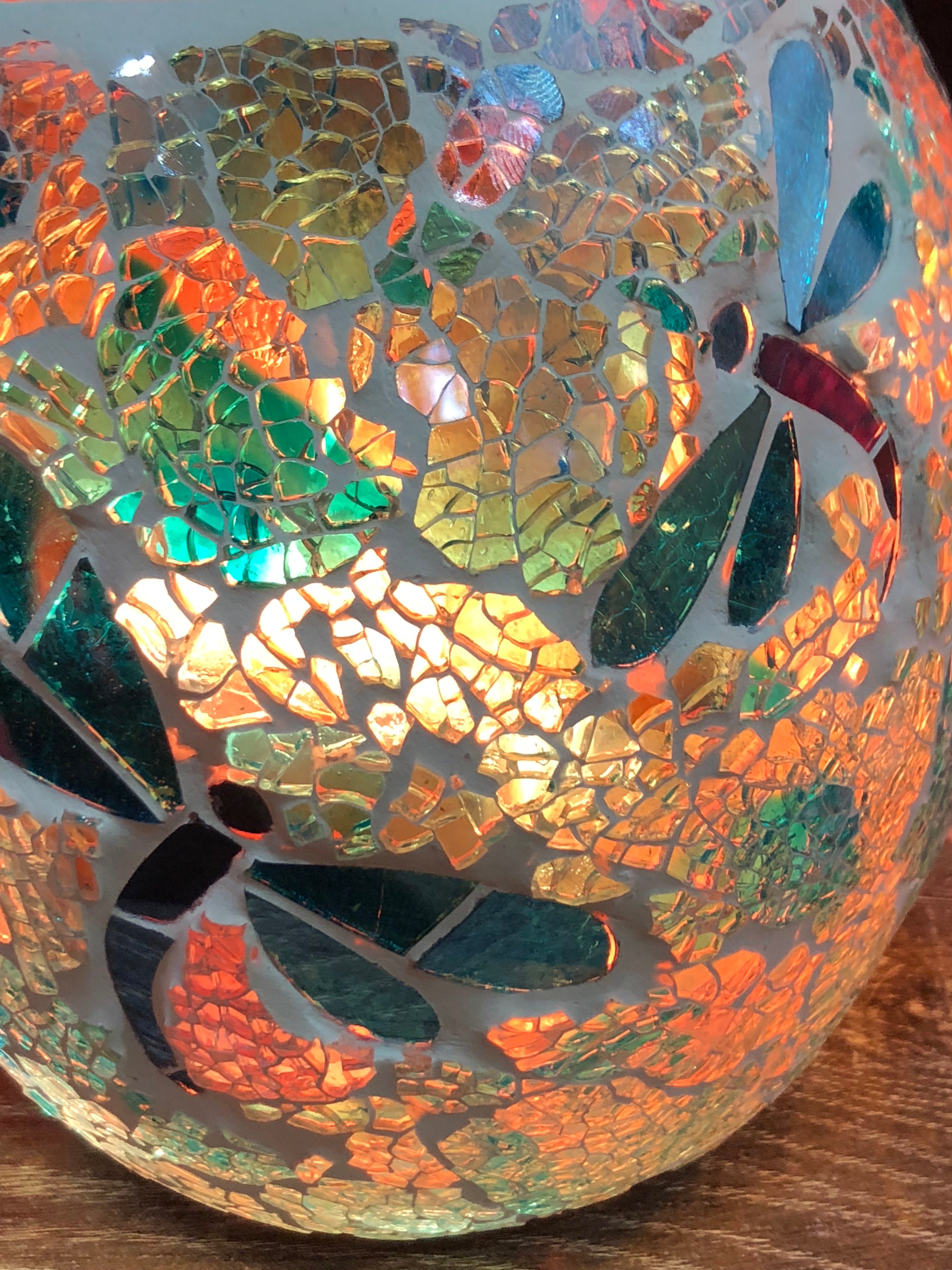 Dragonfly Glass Mosaic Vase Bowl Himalayan Salt Lamp Natural
