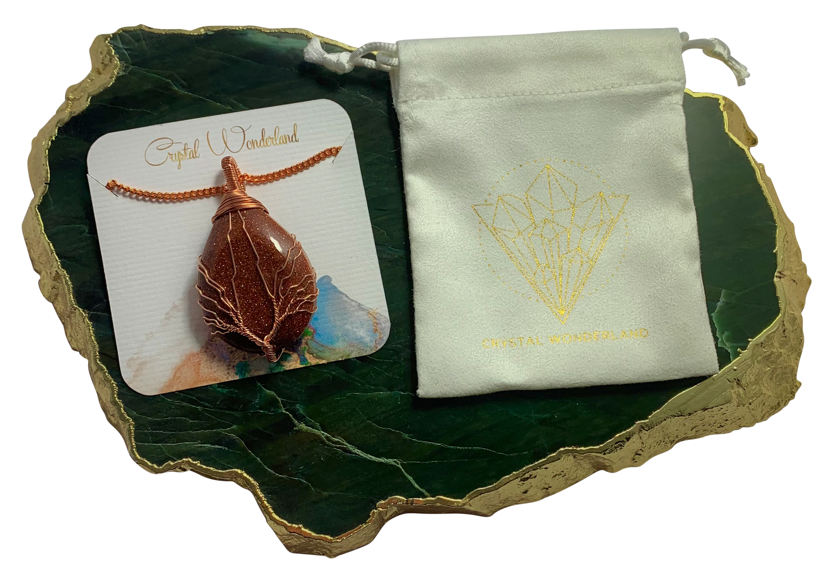 Rain Drop Collection Crystal Pendant Goldstone