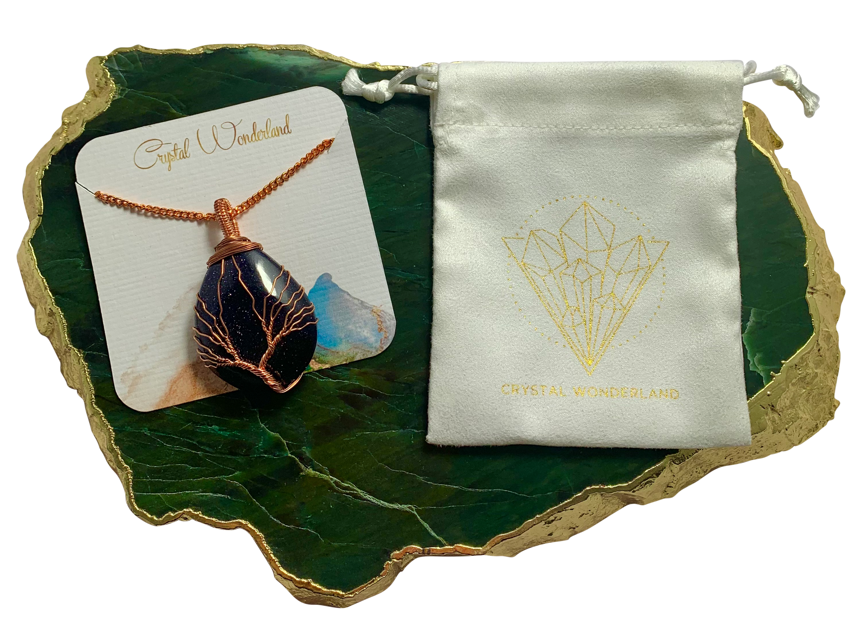 Rain Drop Collection Crystal Pendant Blue Goldstone