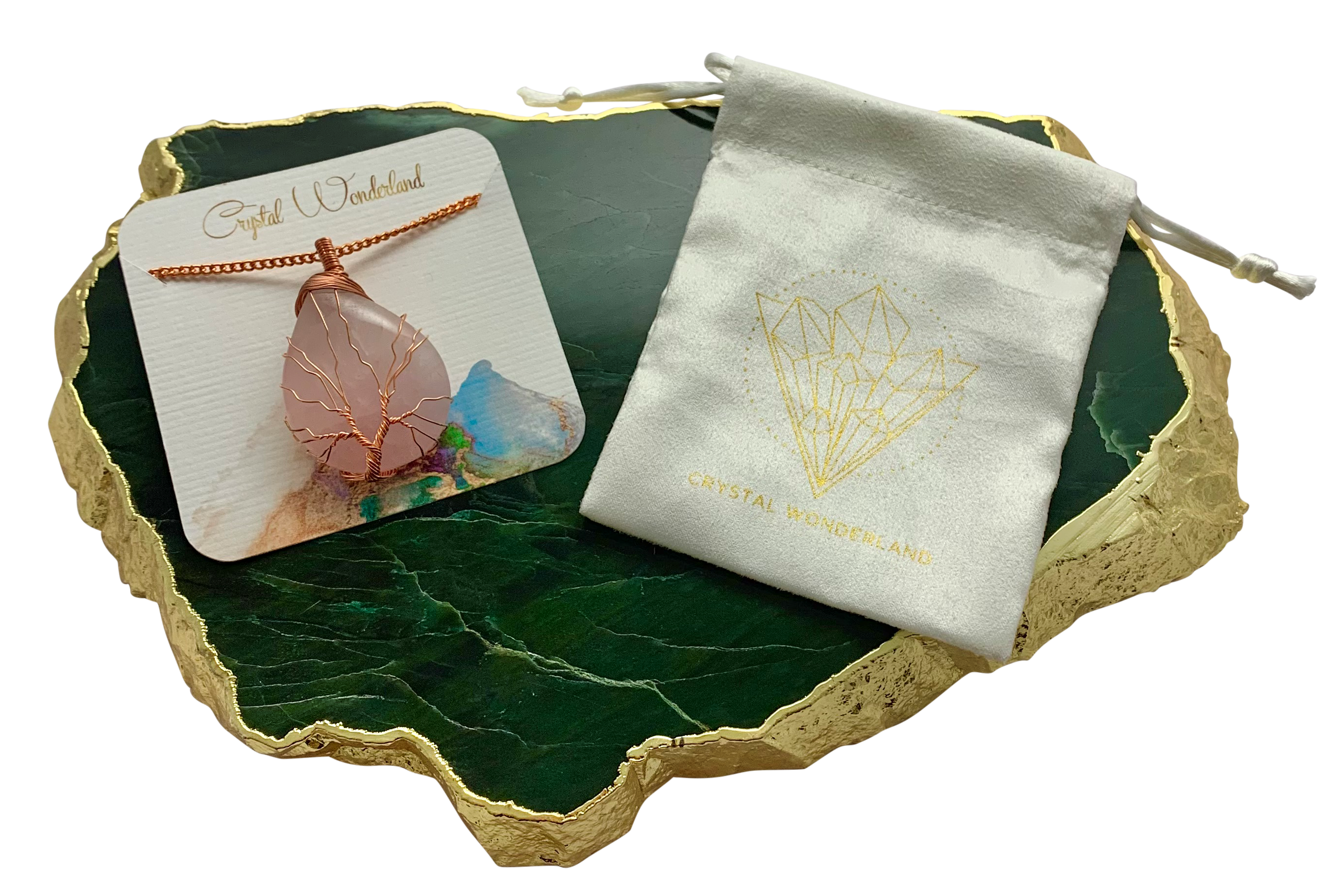 Rain Drop Collection Crystal Pendant Rose Quartz