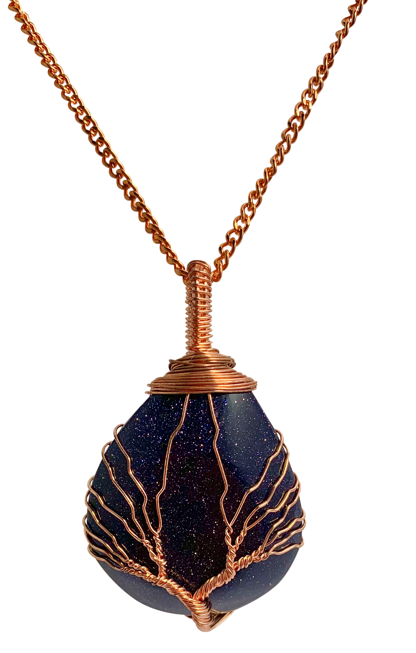 Rain Drop Collection Crystal Pendant Blue Goldstone