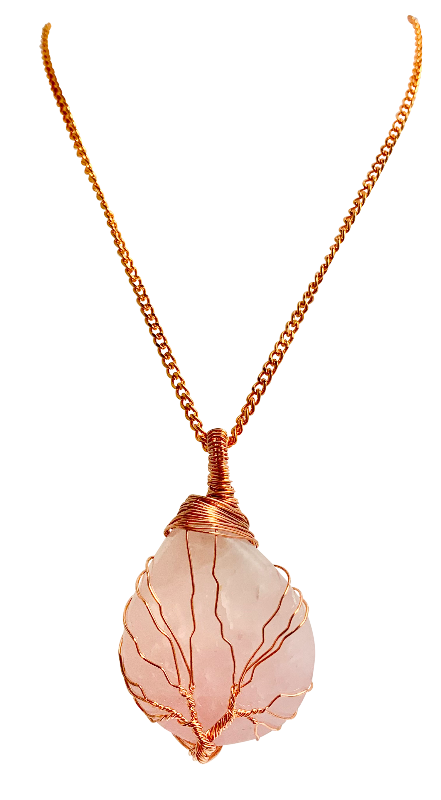 Rain Drop Collection Crystal Pendant Rose Quartz