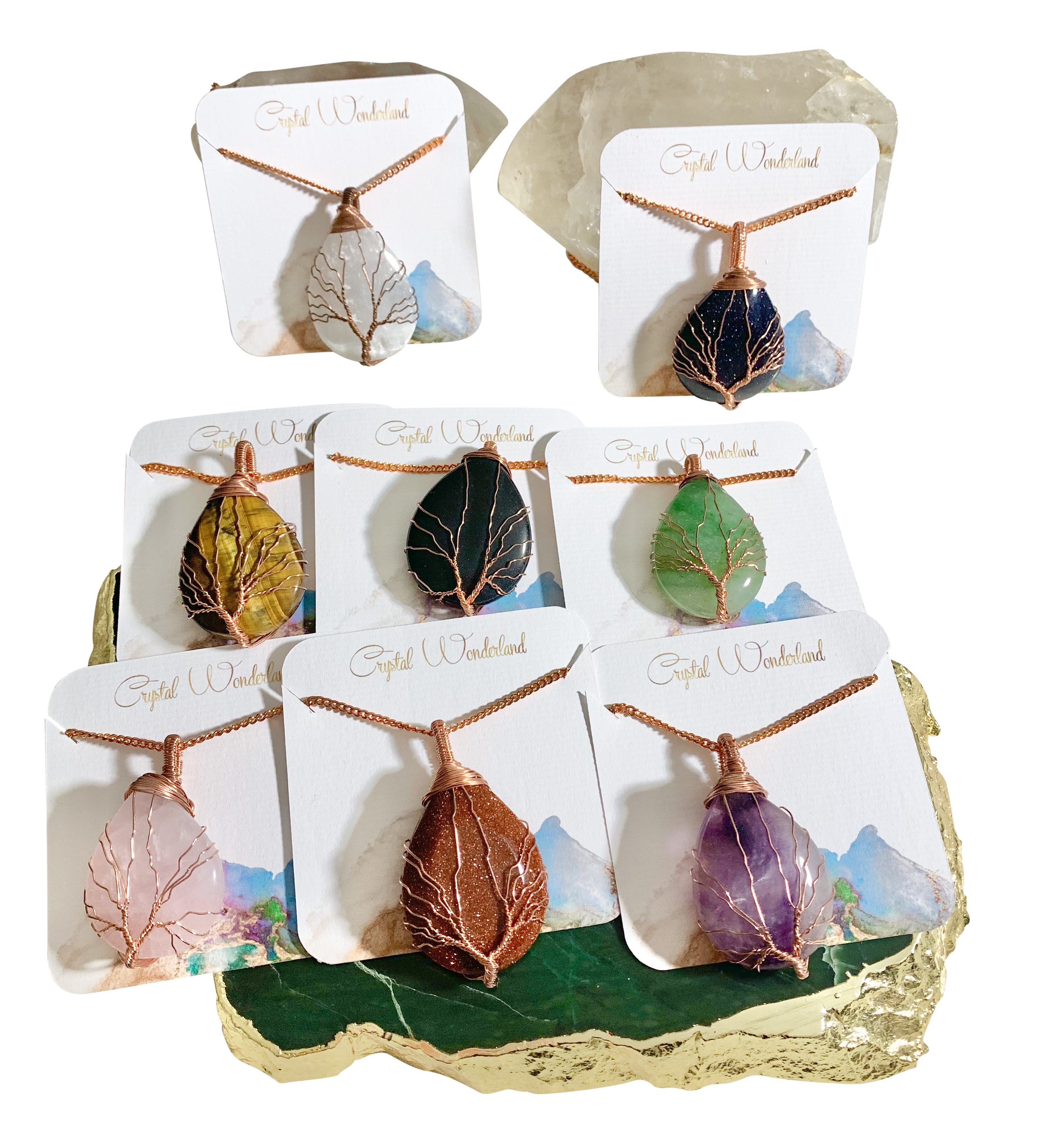 Rain Drop Collection Crystal Pendant Tiger Eye