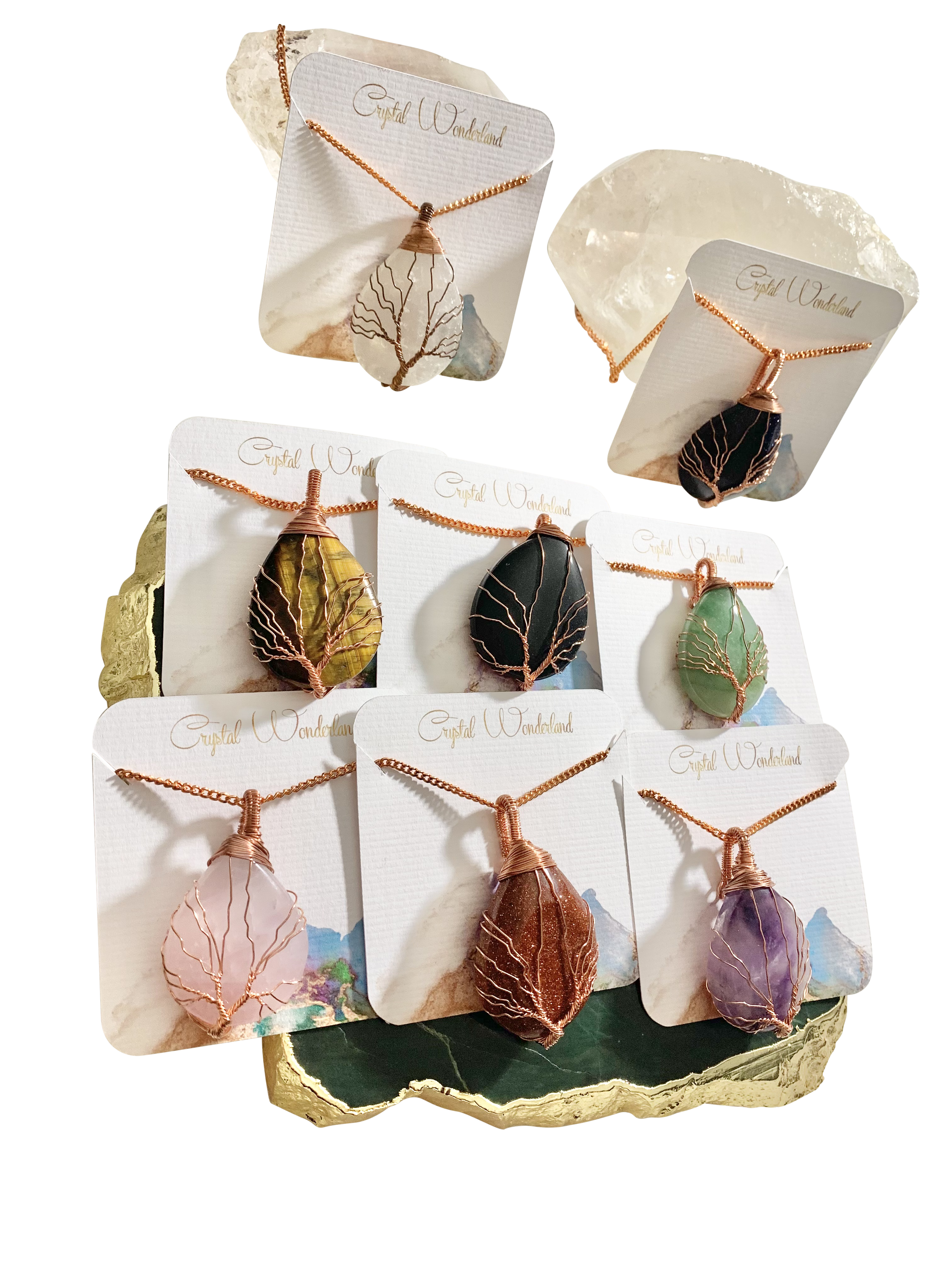 Rain Drop Collection Crystal Pendant Rose Quartz