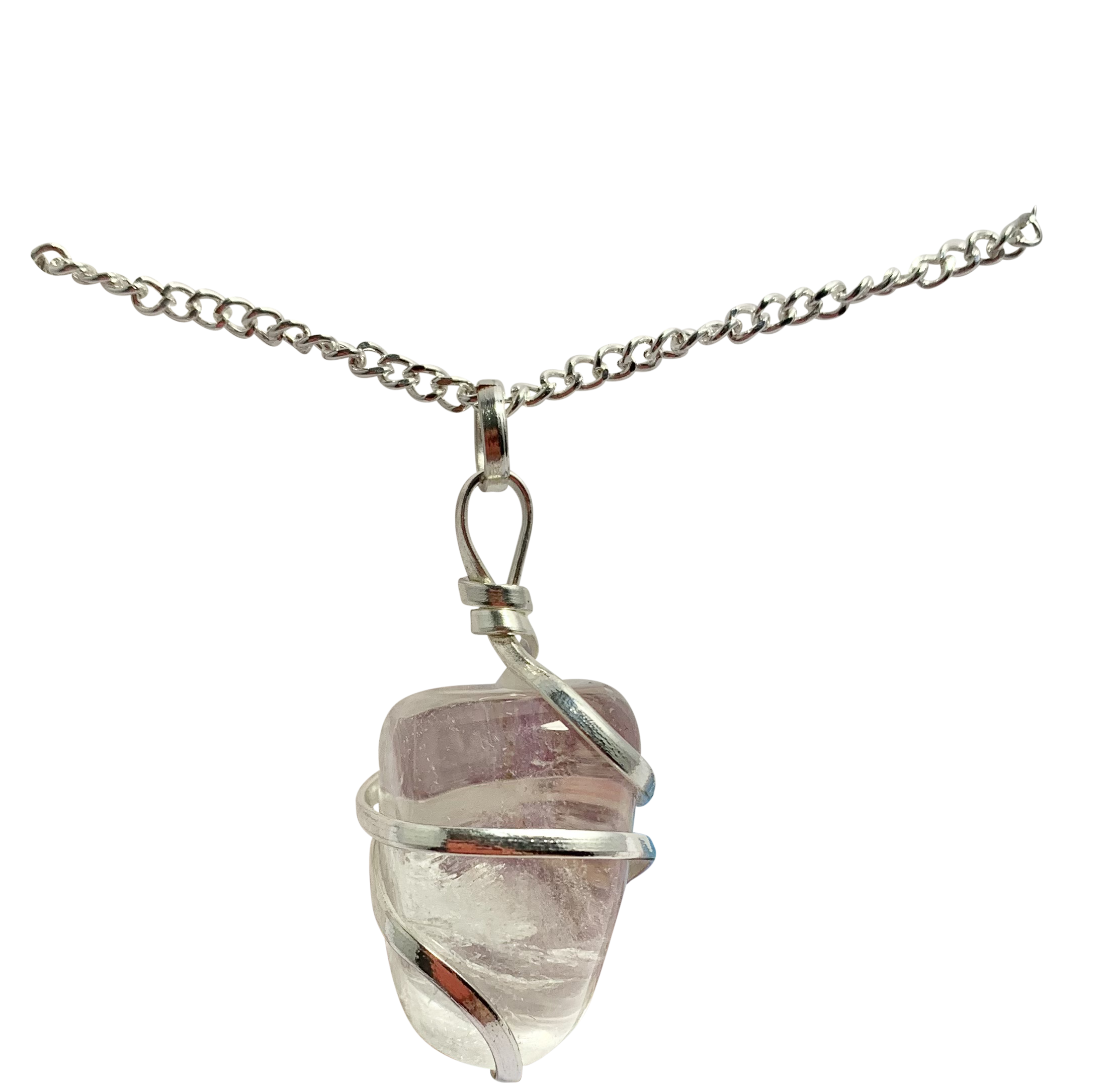 Infinity Loop Crystal Tumbled Collection Clear Quartz Pendant Silver