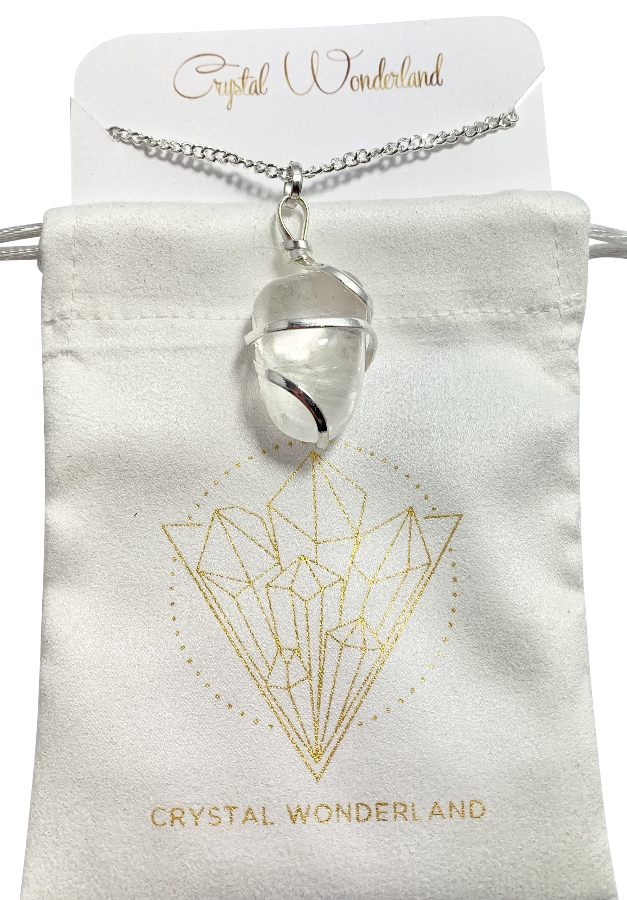 Infinity Loop Crystal Tumbled Collection Clear Quartz Pendant Silver