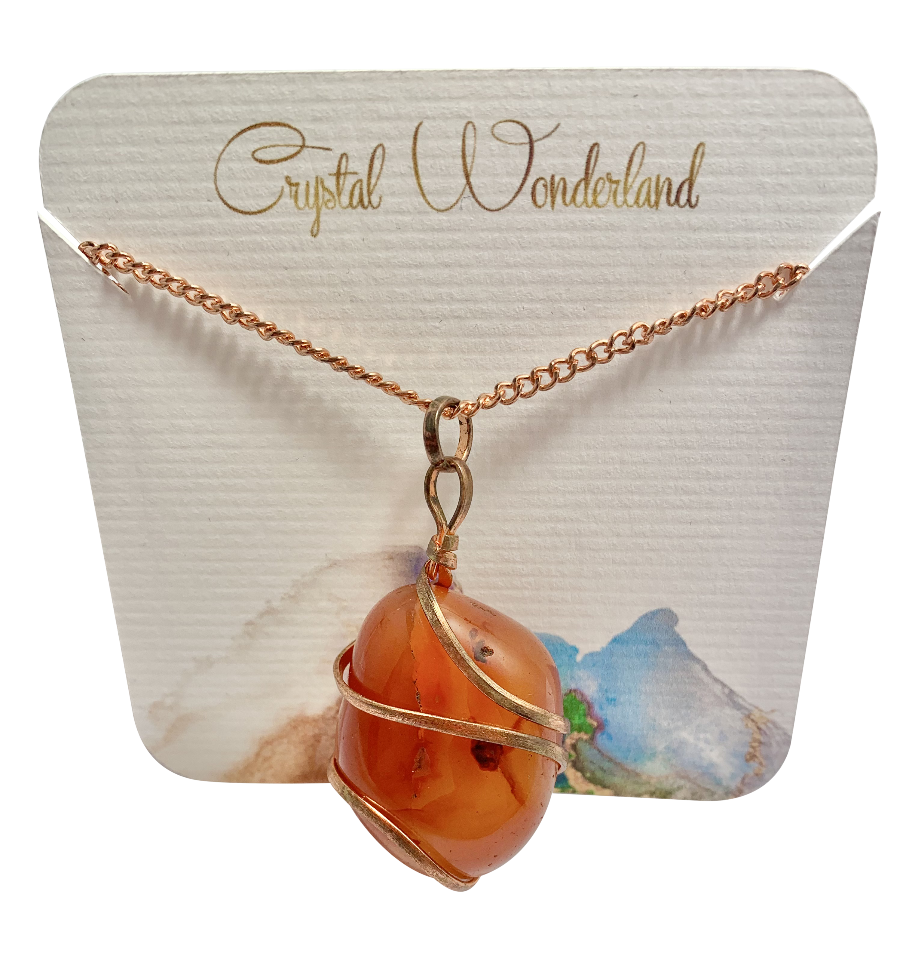 Infinity Loop Crystal Tumbled Collection Carnelian Pendant Copper