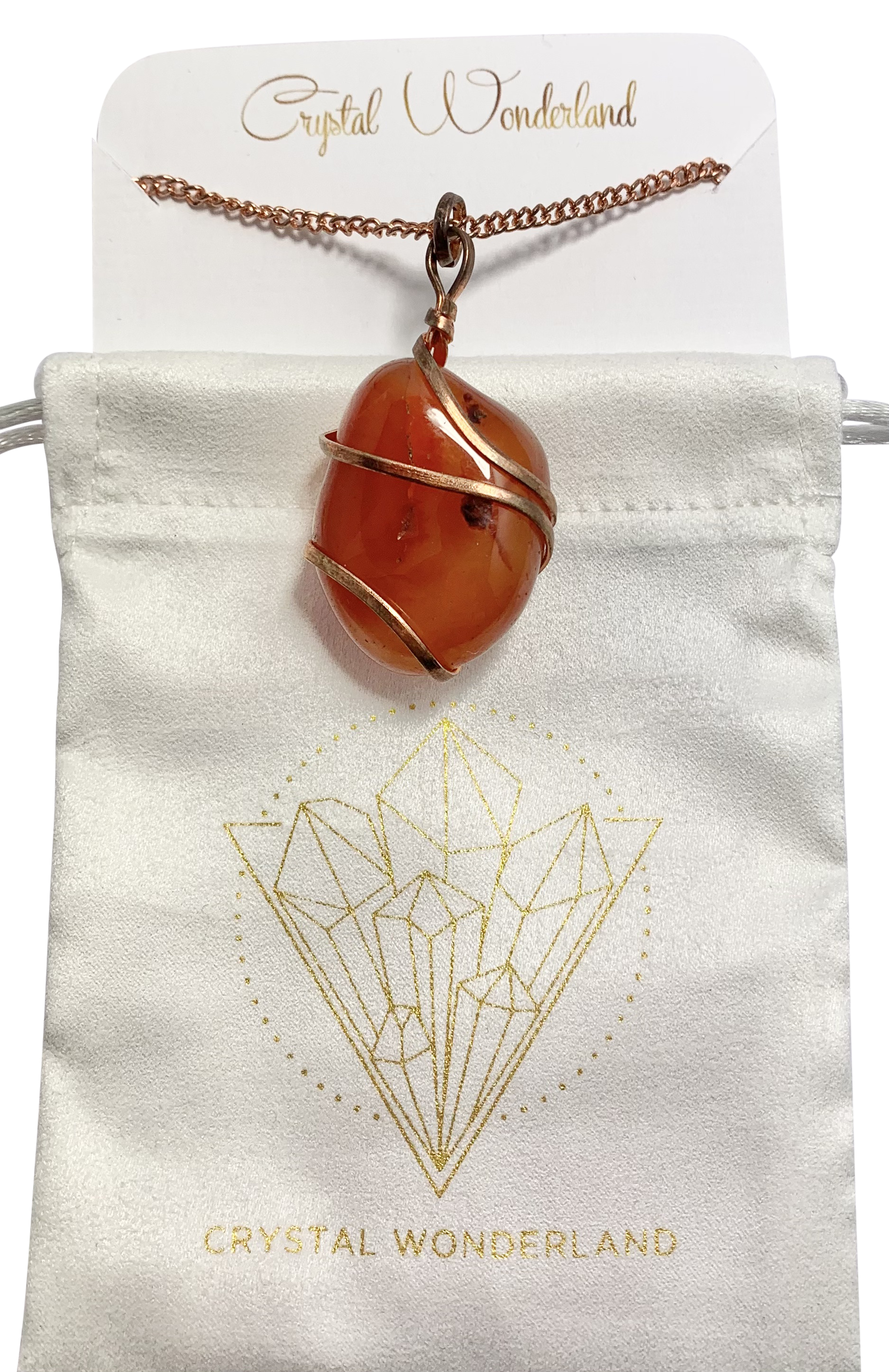 Infinity Loop Crystal Tumbled Collection Carnelian Pendant Copper