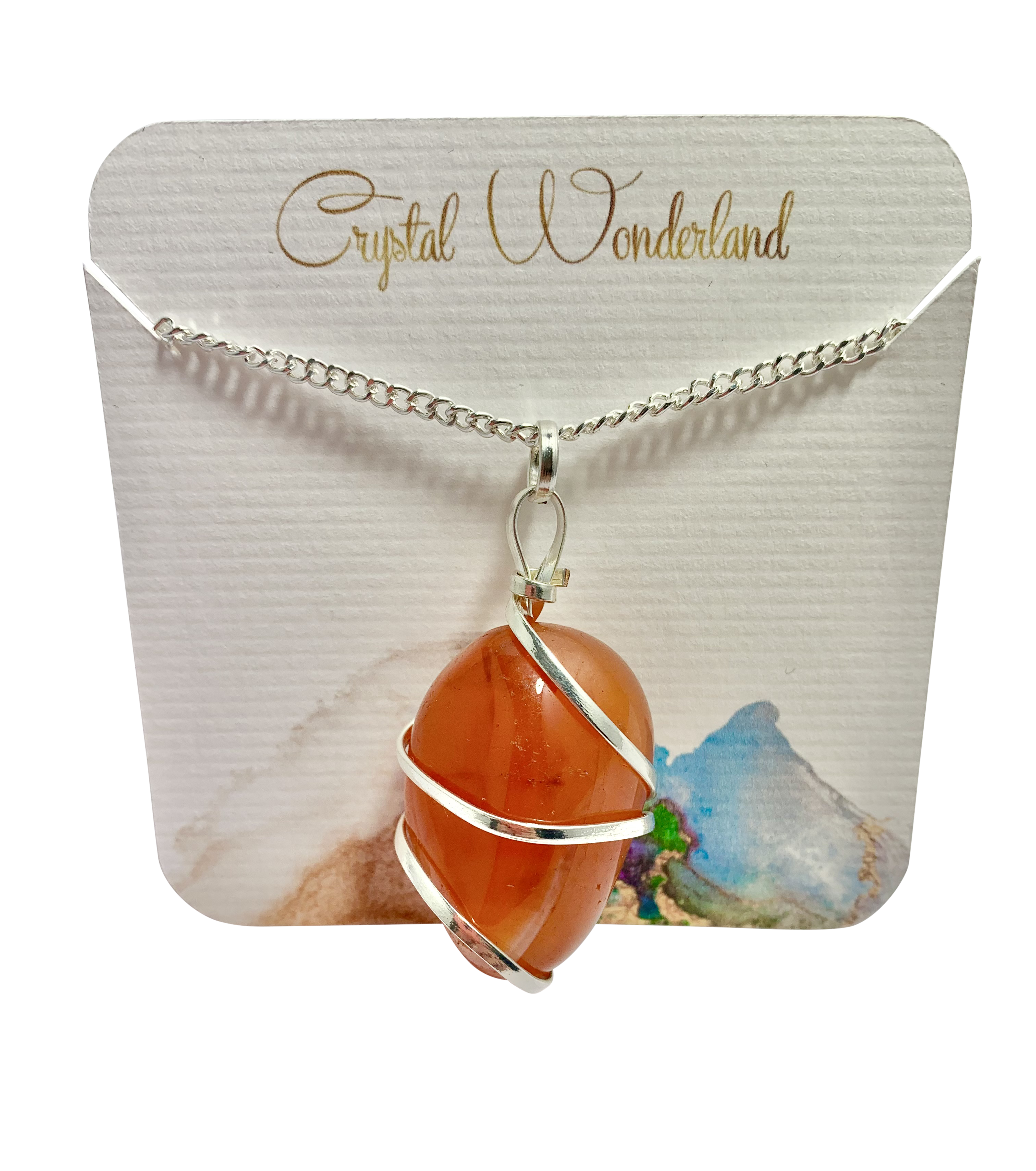 Infinity Loop Crystal Tumbled Collection Carnelian Pendant Silver