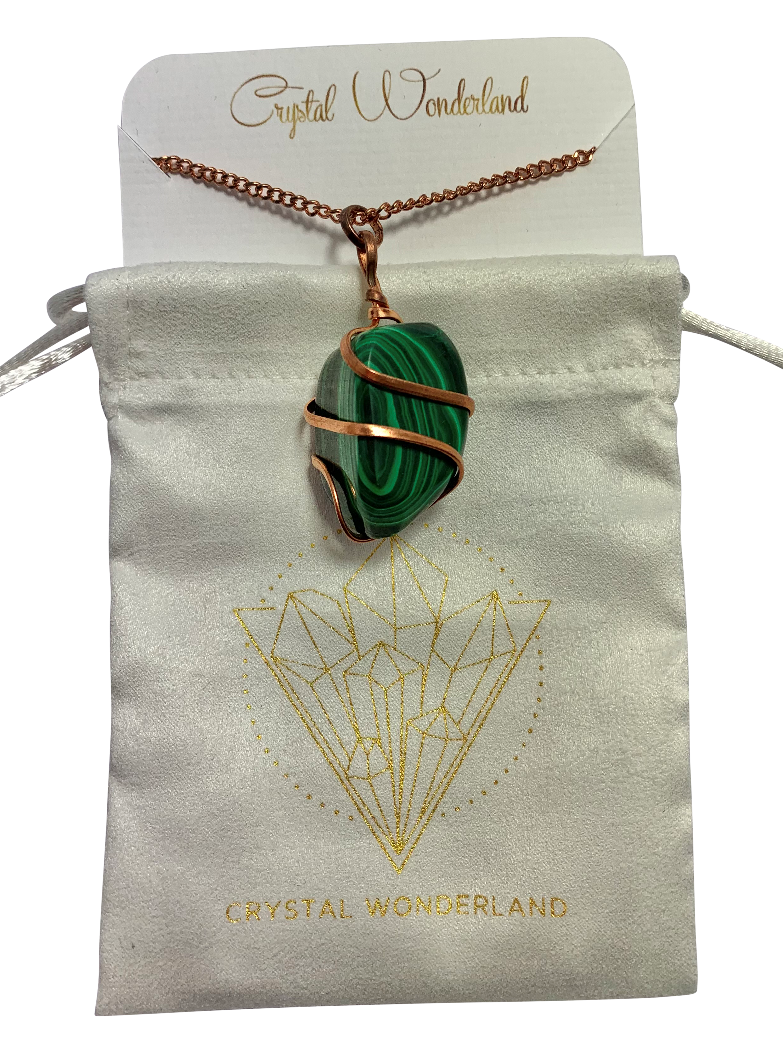 Infinity Loop Crystal Tumbled Collection Malachite Pendant Copper