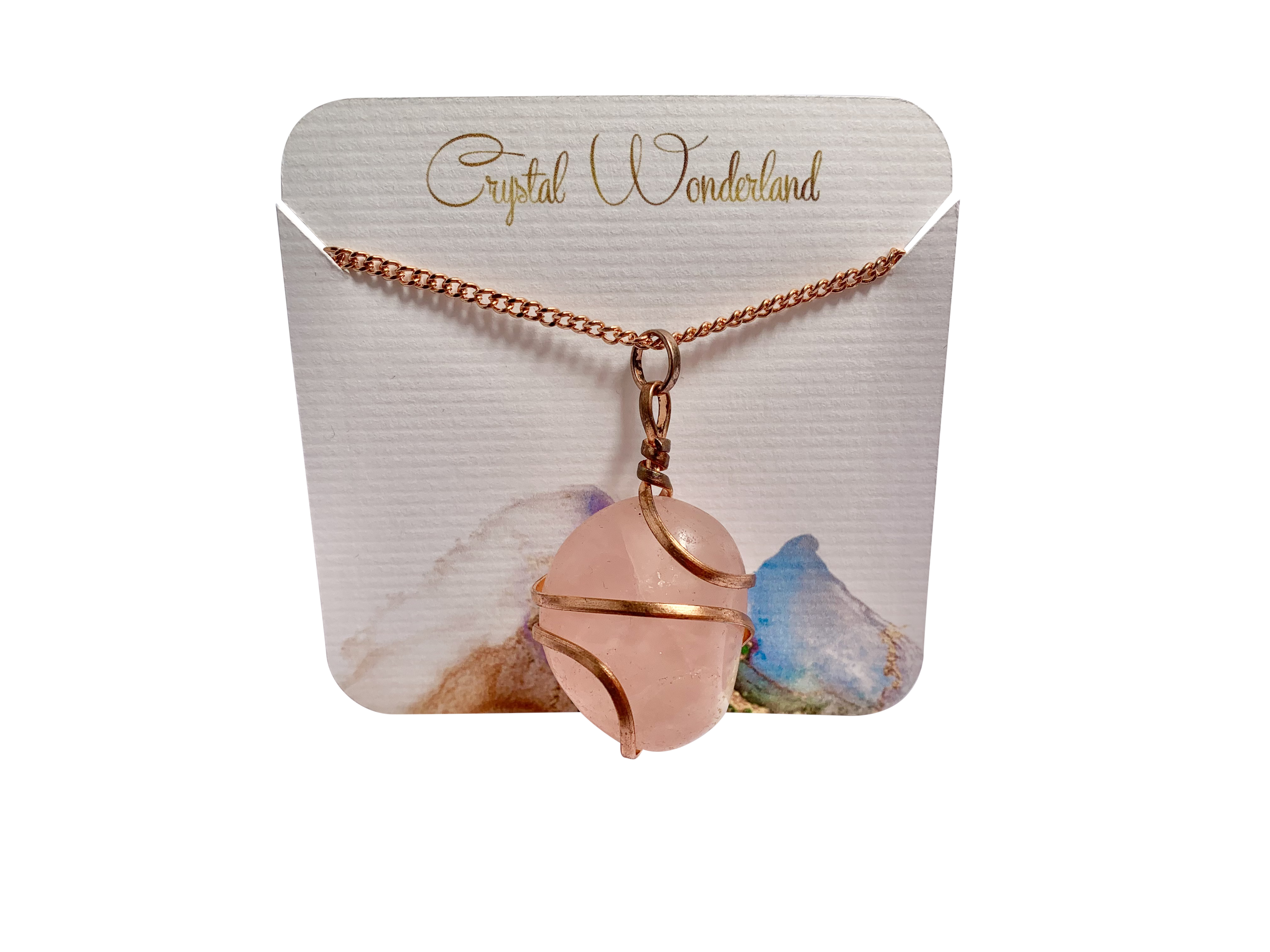 Infinity Loop Crystal Tumbled Collection Rose Quartz Pendant Copper