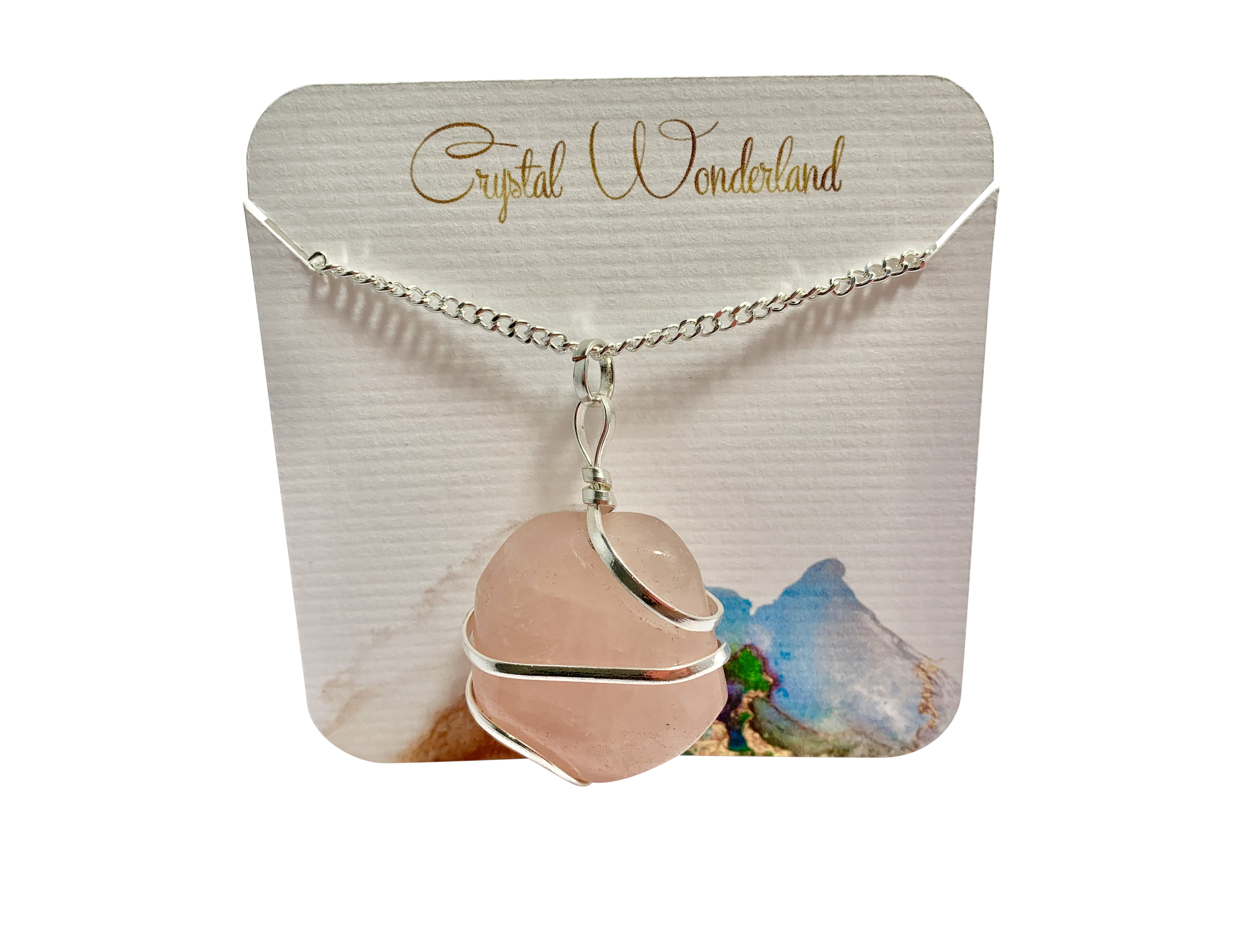 Infinity Loop Crystal Tumbled Collection Rose Quartz Pendant Silver
