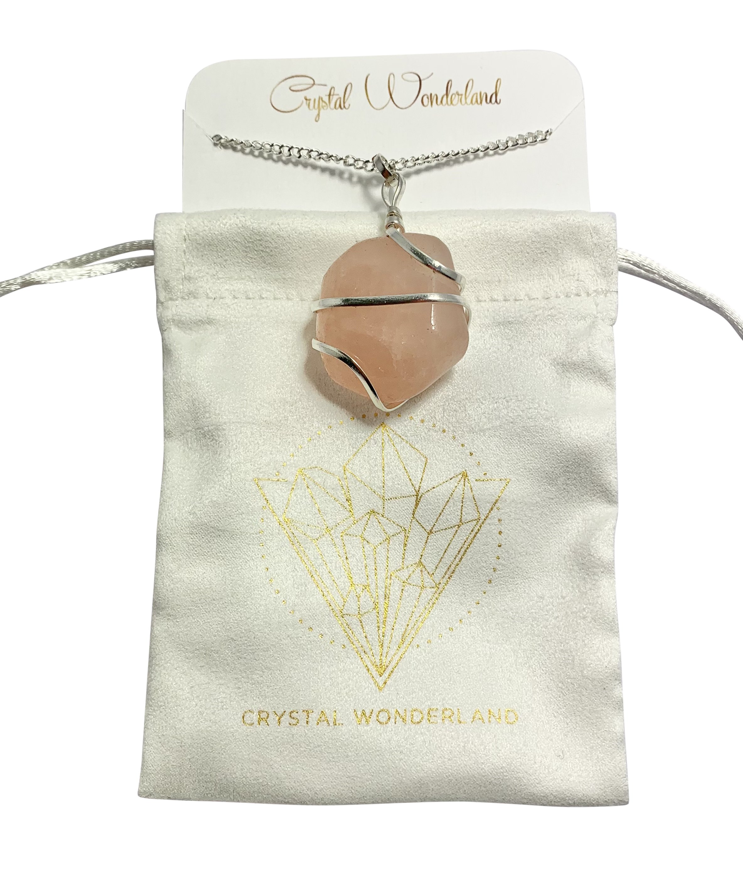 Infinity Loop Crystal Tumbled Collection Rose Quartz Pendant Silver