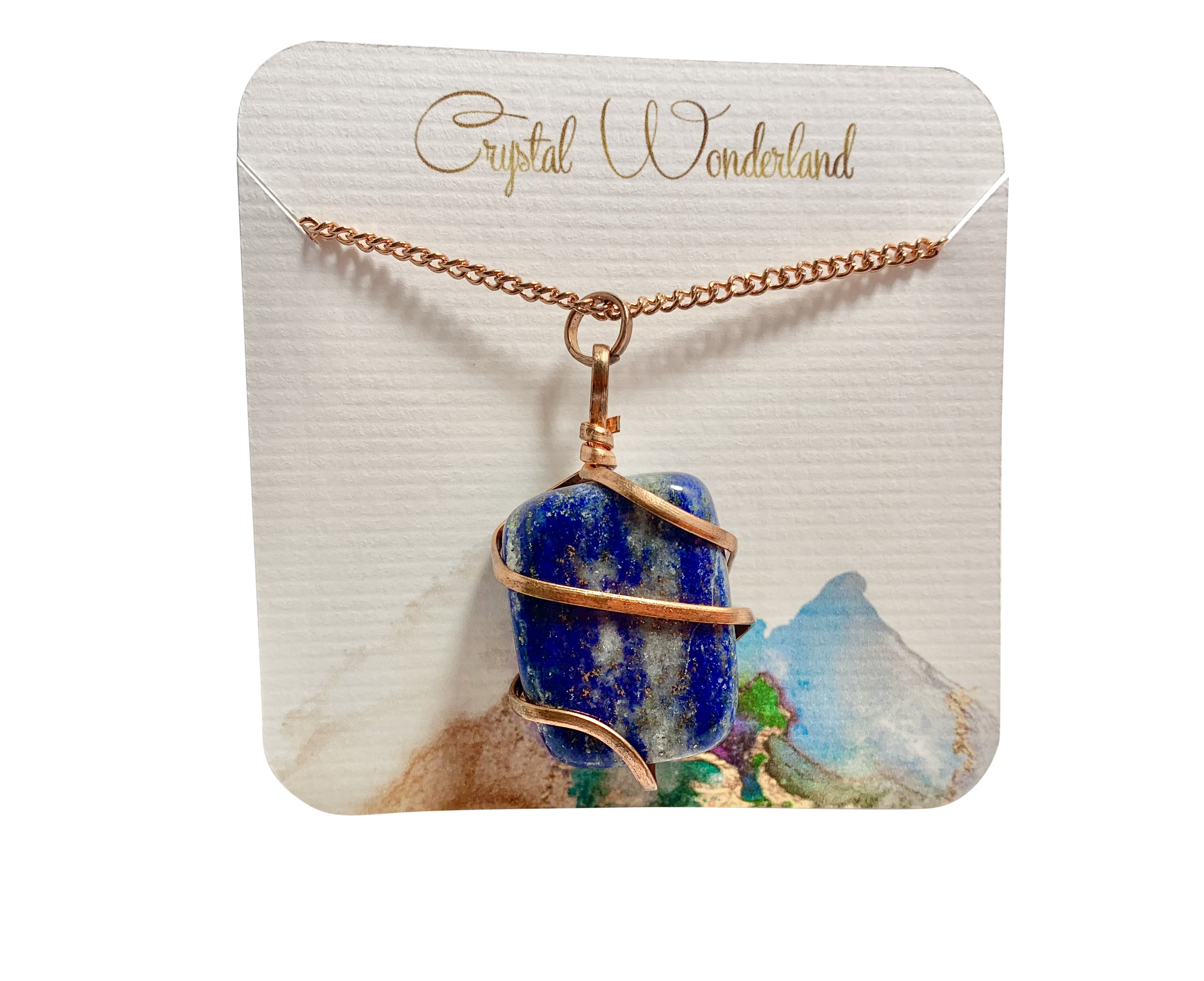 Infinity Loop Crystal Tumbled Collection Lapis Lazuli Pendant Copper