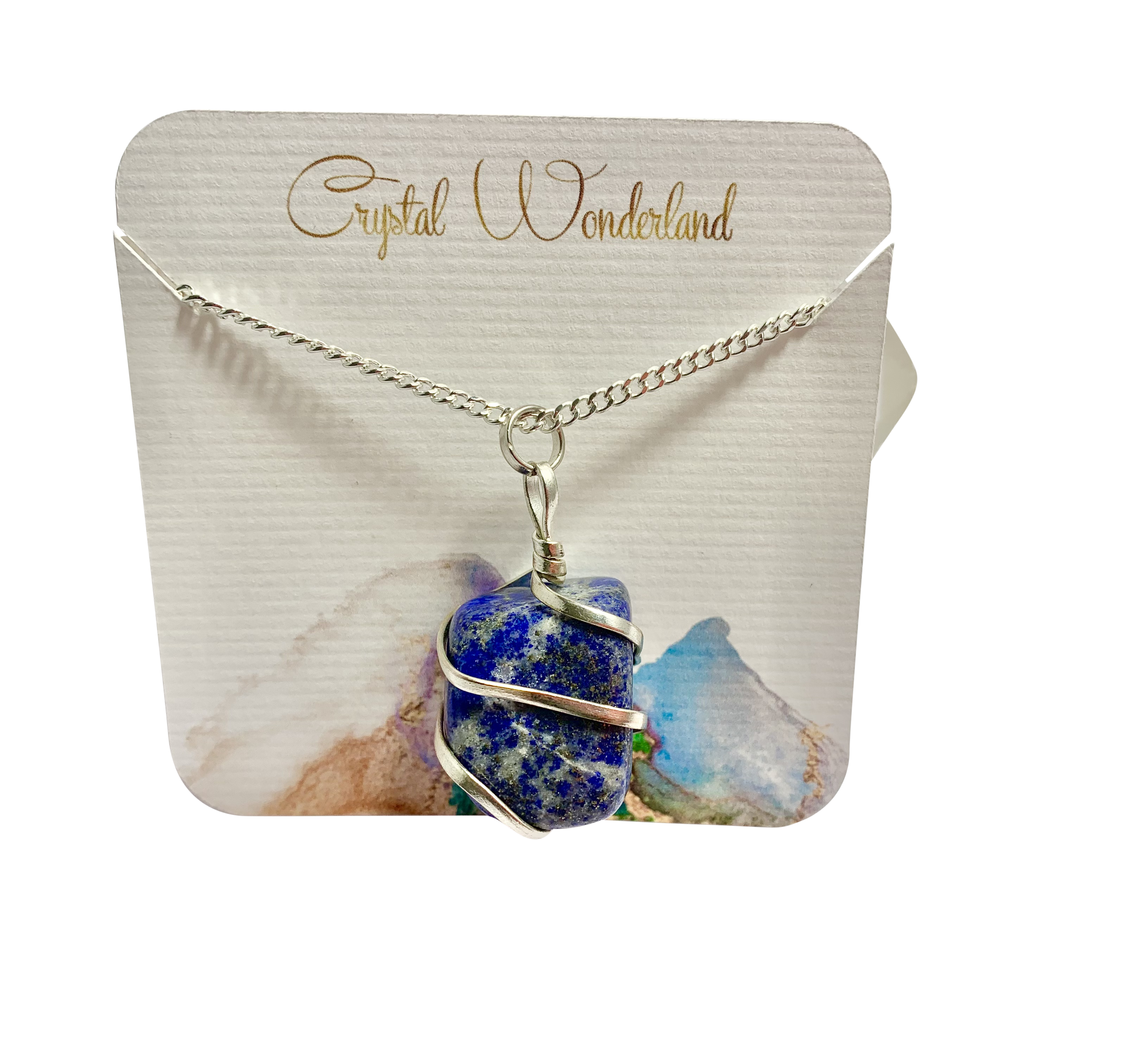 Infinity Loop Crystal Tumbled Collection Lapis Lazuli Pendant Silver