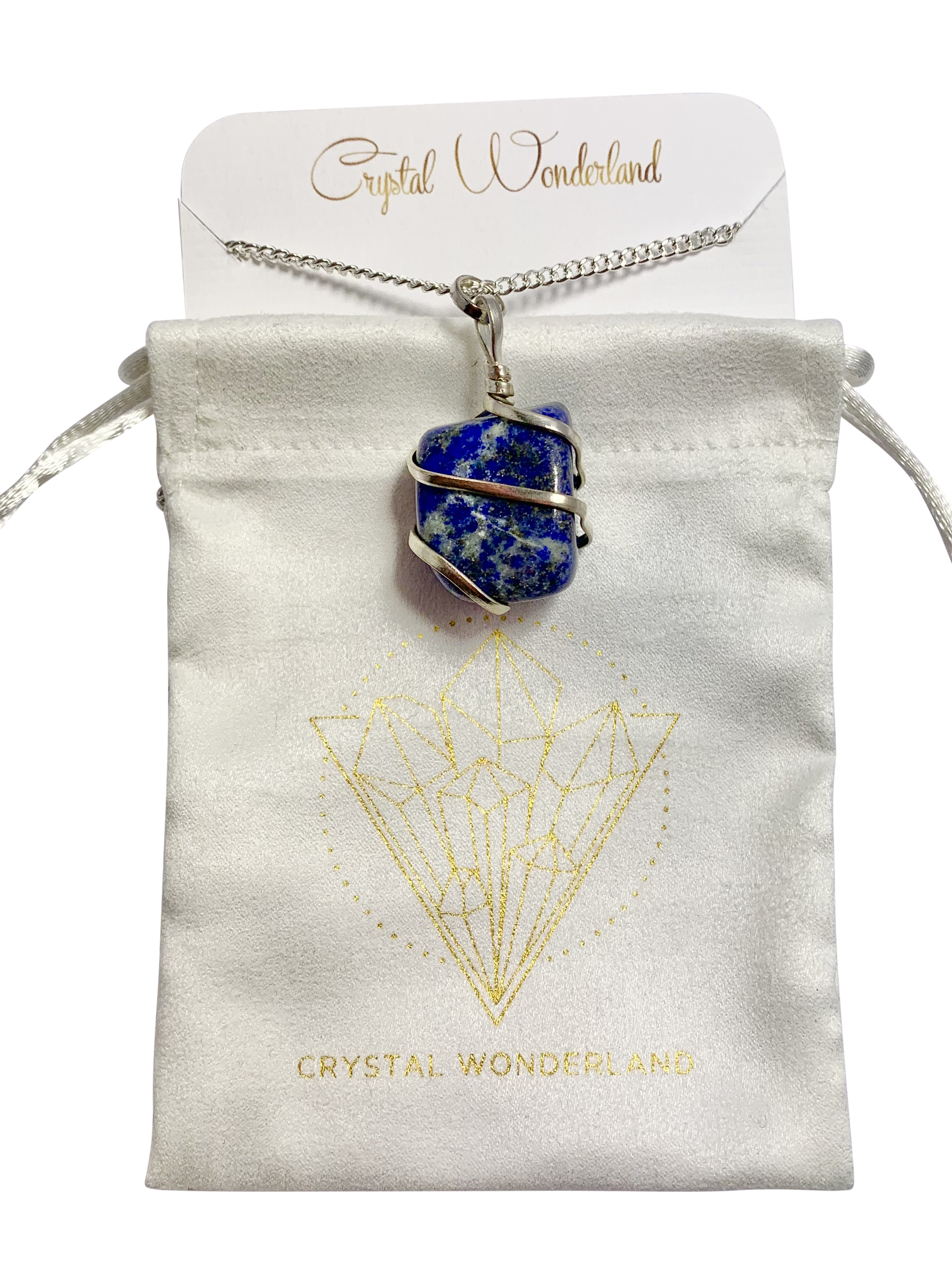 Infinity Loop Crystal Tumbled Collection Lapis Lazuli Pendant Silver