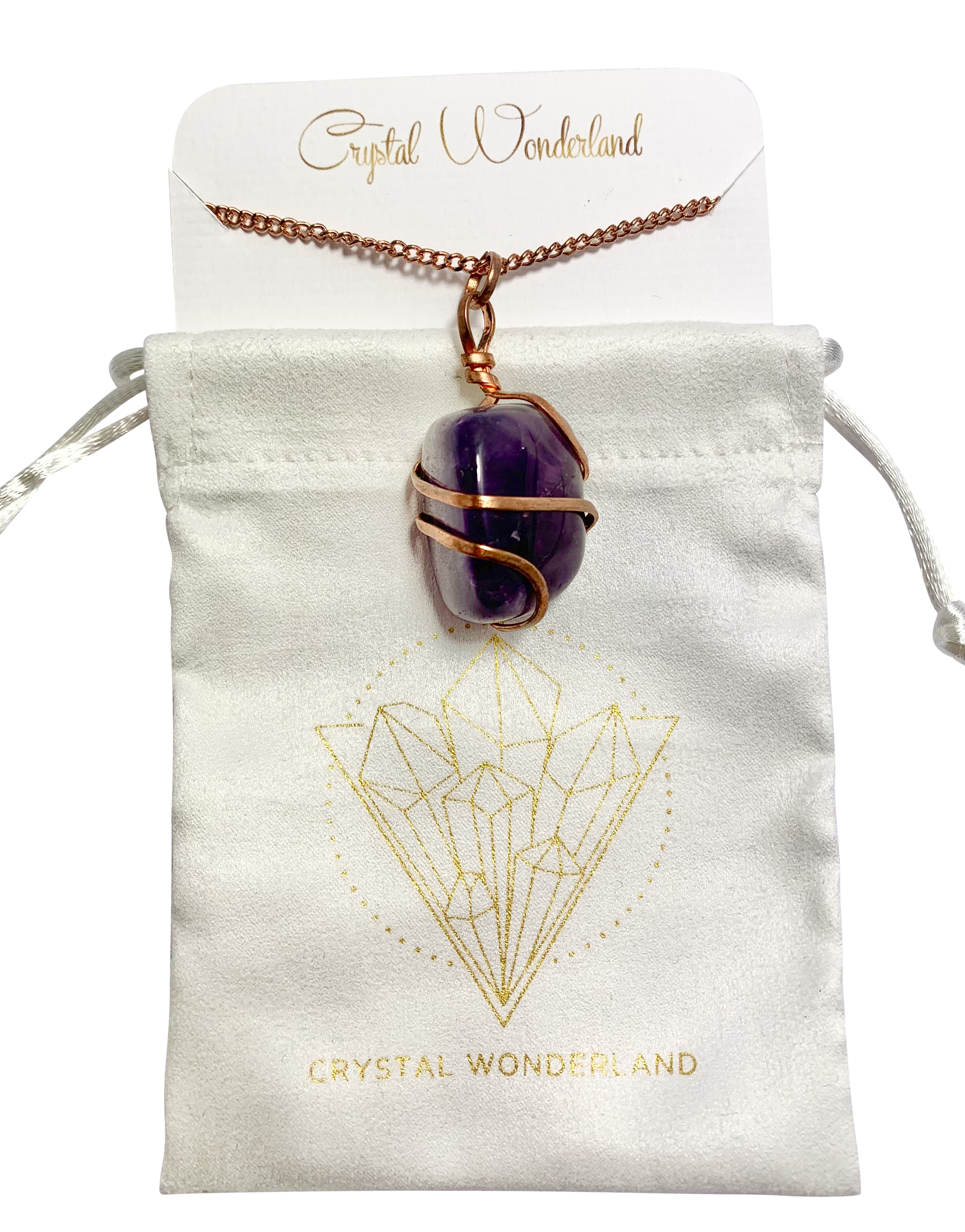 Infinity Loop Crystal Tumbled Collection Amethyst Pendant Copper