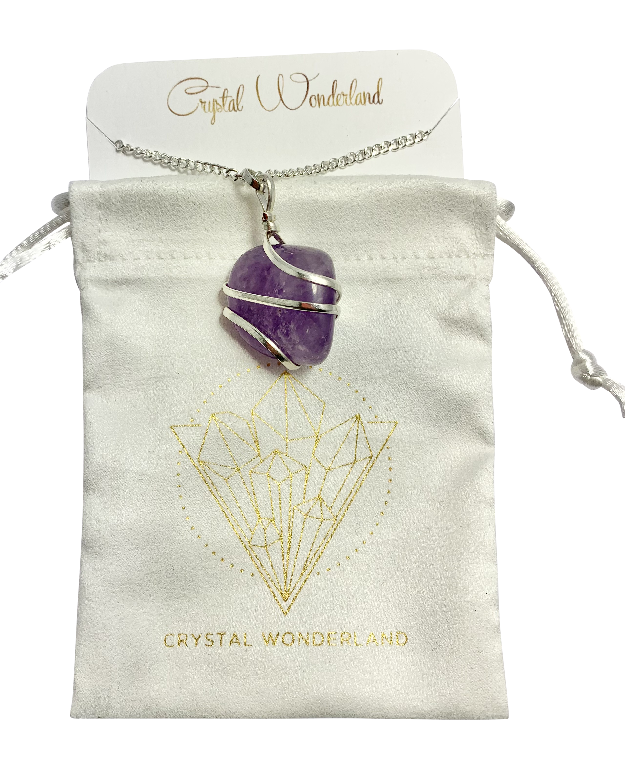 Infinity Loop Crystal Tumbled Collection Amethyst Pendant Silver