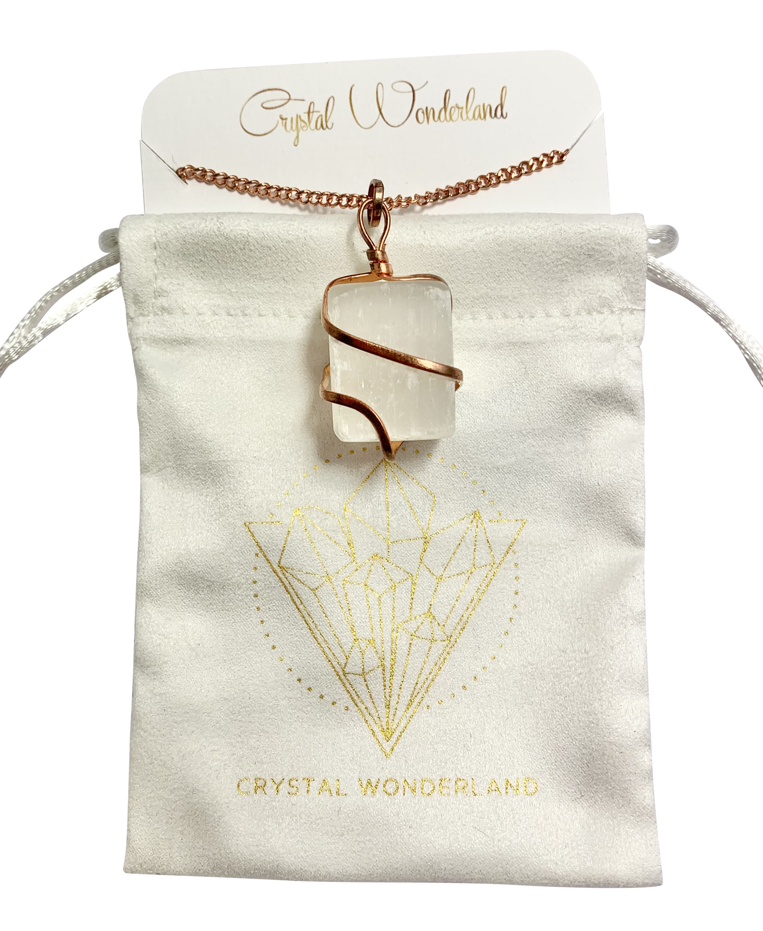 Infinity Loop Crystal Tumbled Collection Selenite Pendant Copper