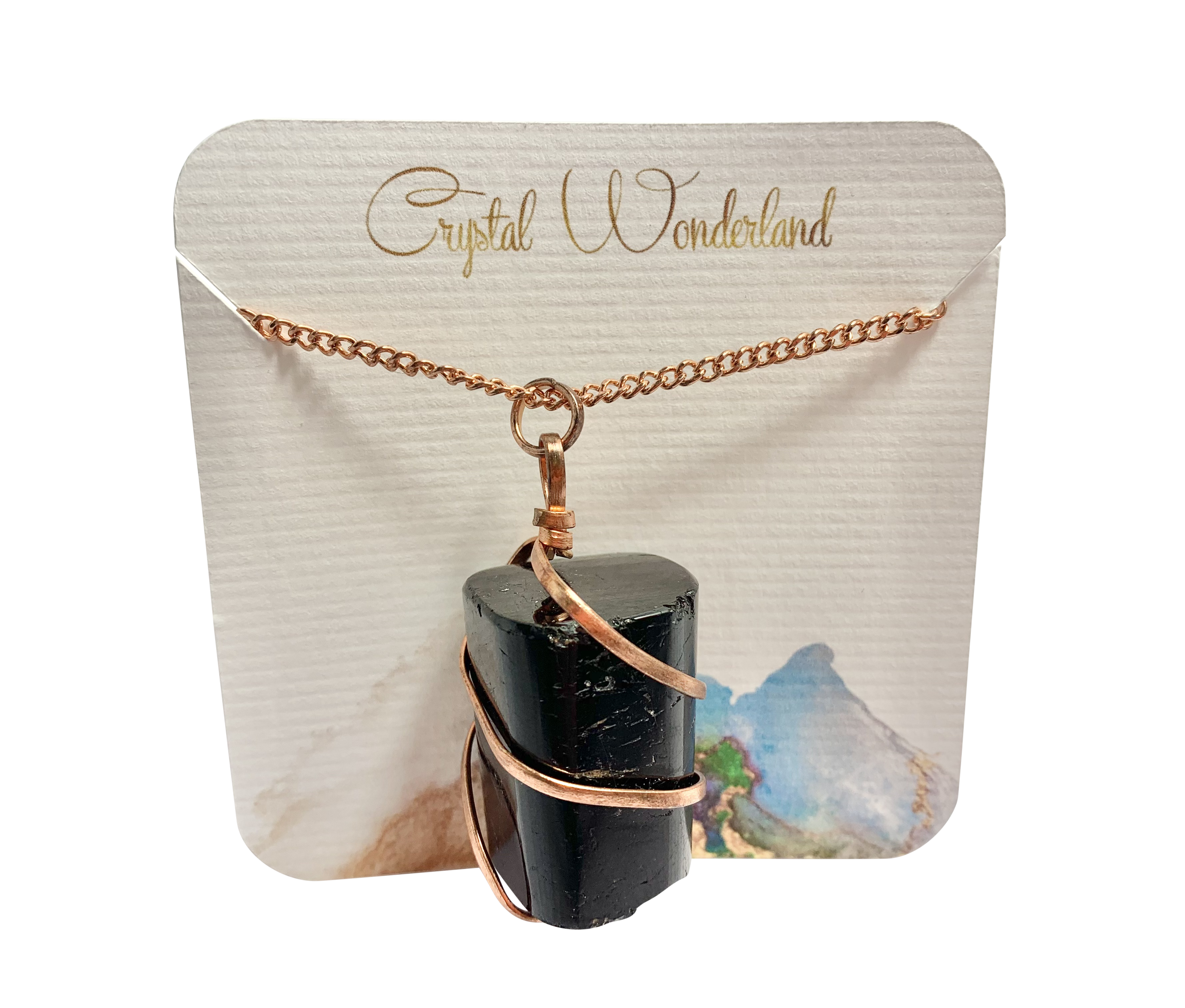 Infinity Loop Crystal Tumbled Collection Black Tourmaline Pendant Copper