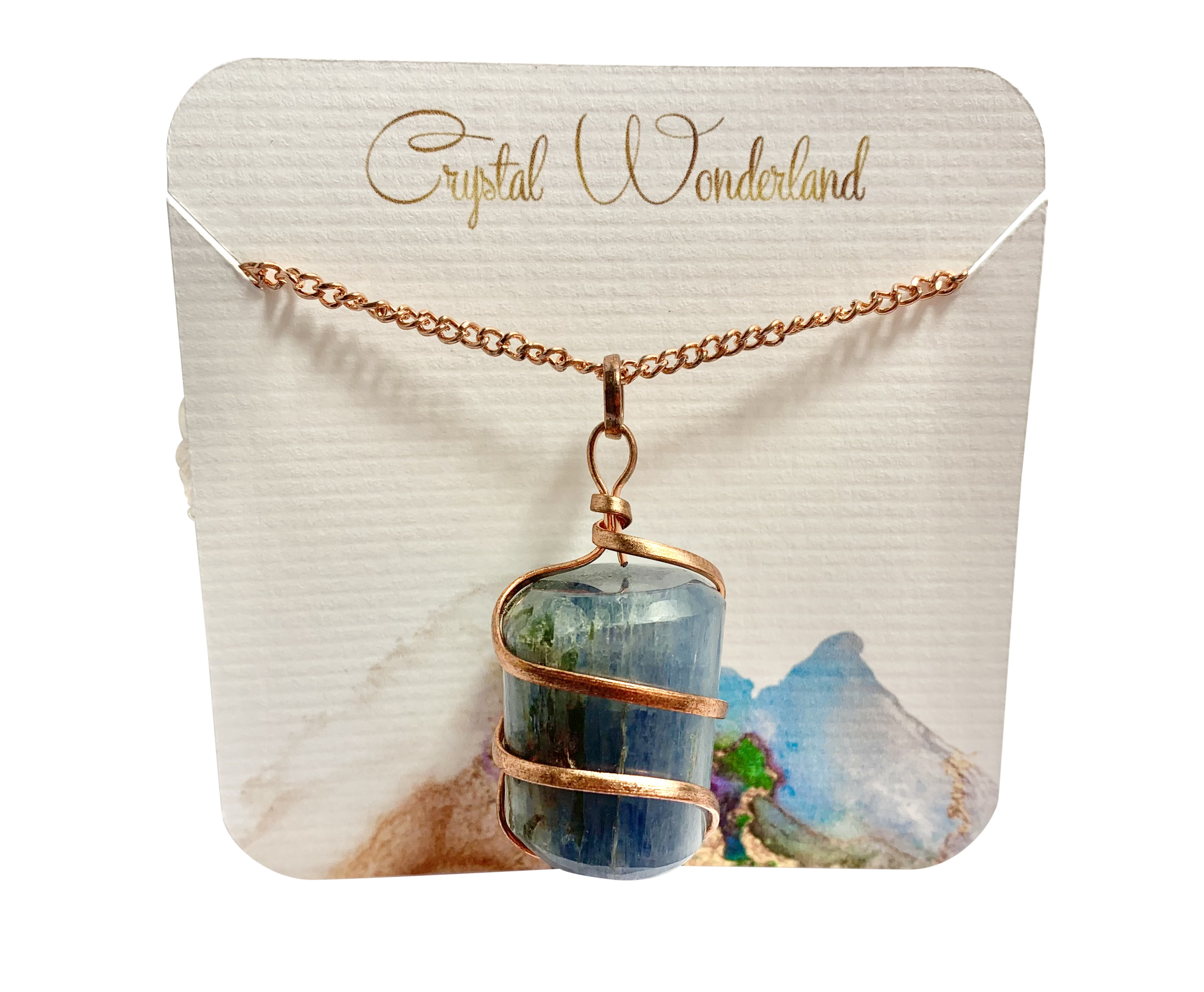 Infinity Loop Crystal Tumbled Collection Kyanite Pendant Copper