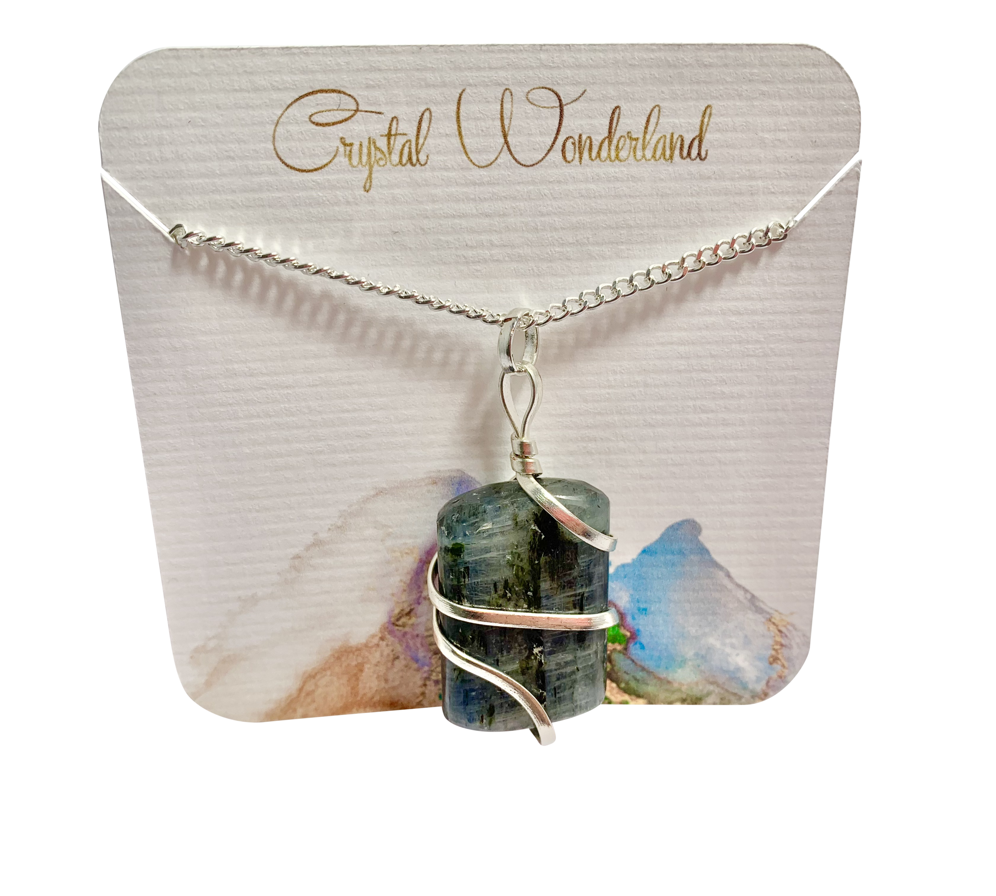 Infinity Loop Crystal Tumbled Collection Kyanite Pendant Silver