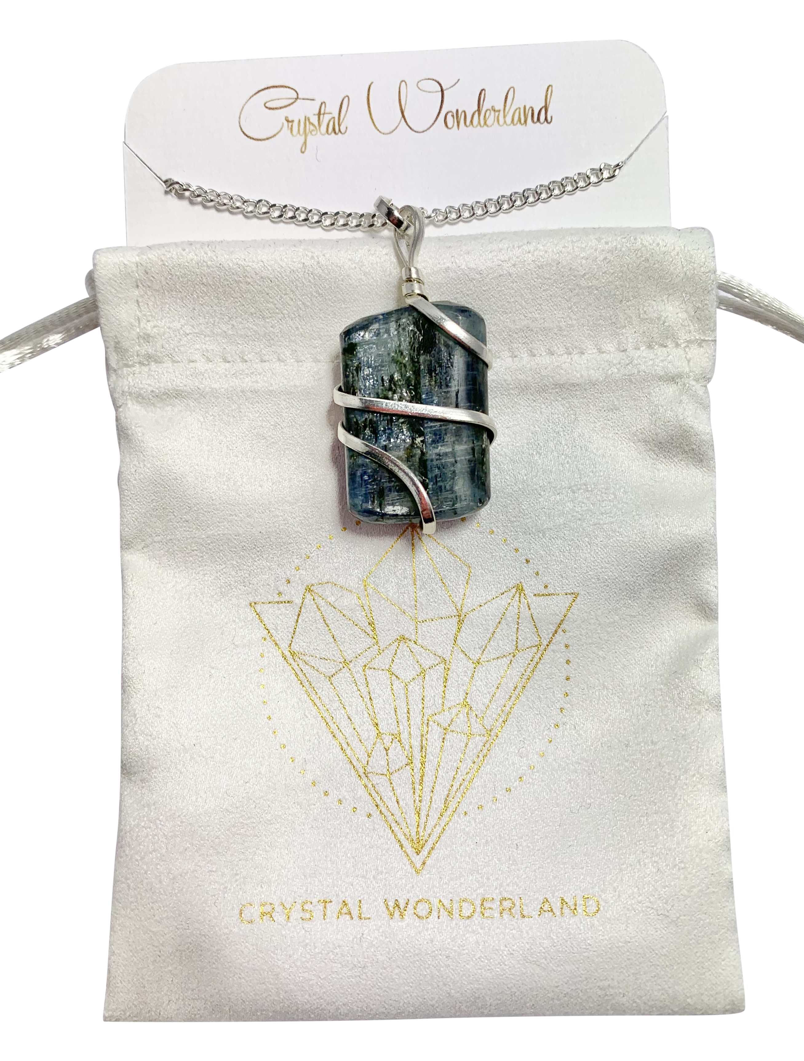 Infinity Loop Crystal Tumbled Collection Kyanite Pendant Silver