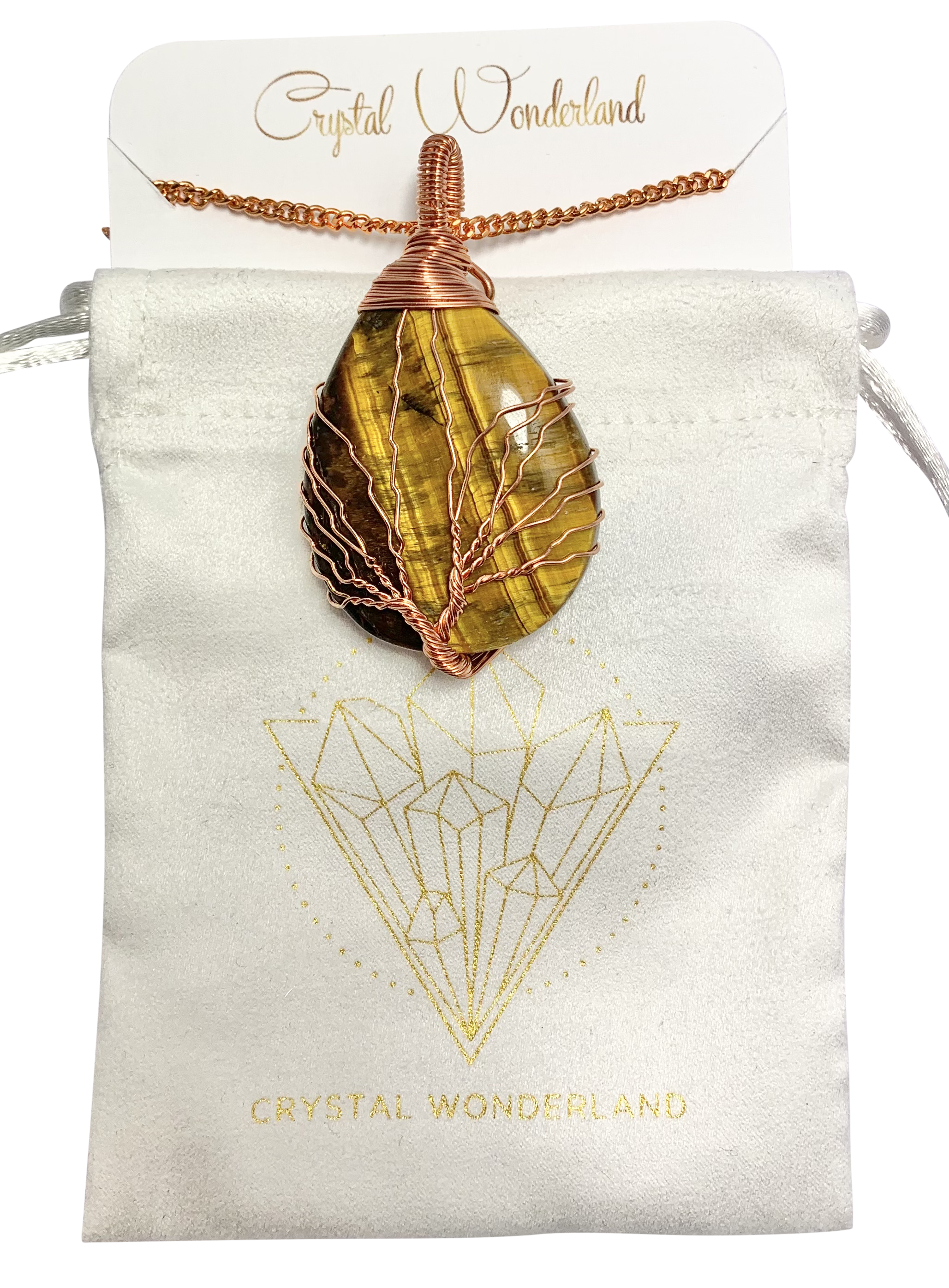 Rain Drop Collection Crystal Pendant Tiger Eye