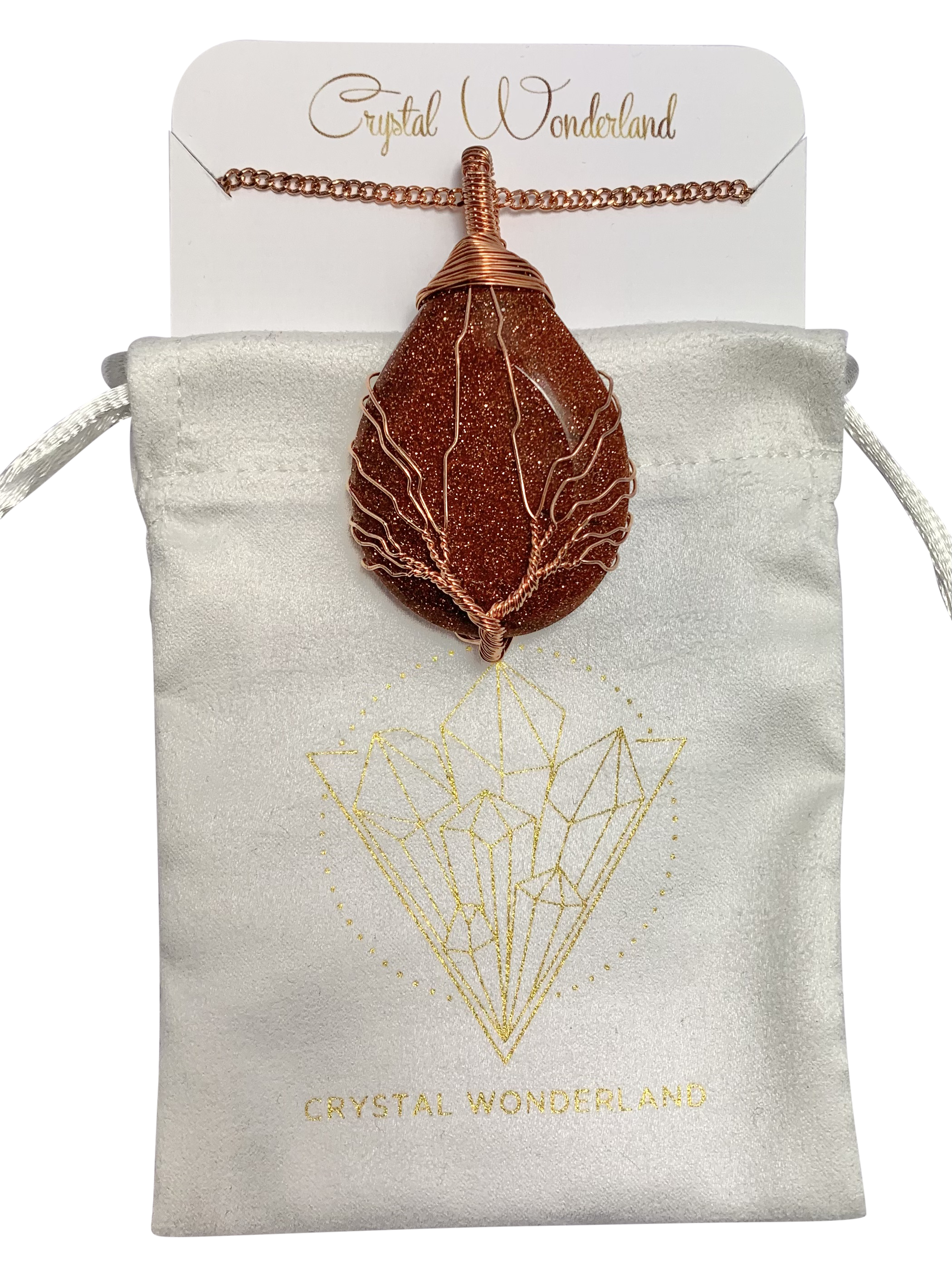 Rain Drop Collection Crystal Pendant Goldstone