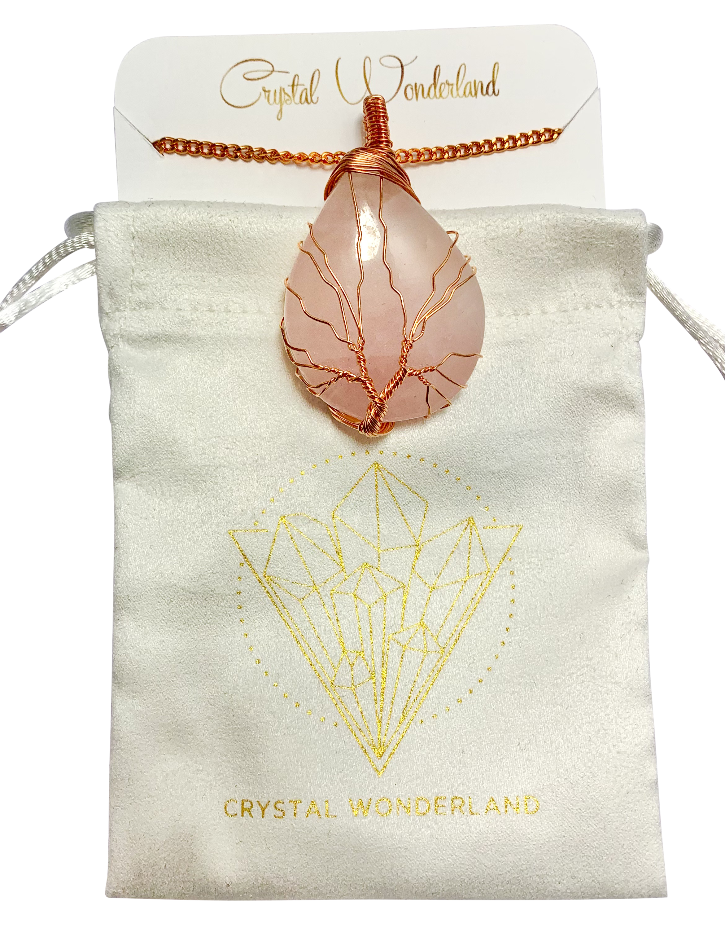 Rain Drop Collection Crystal Pendant Rose Quartz