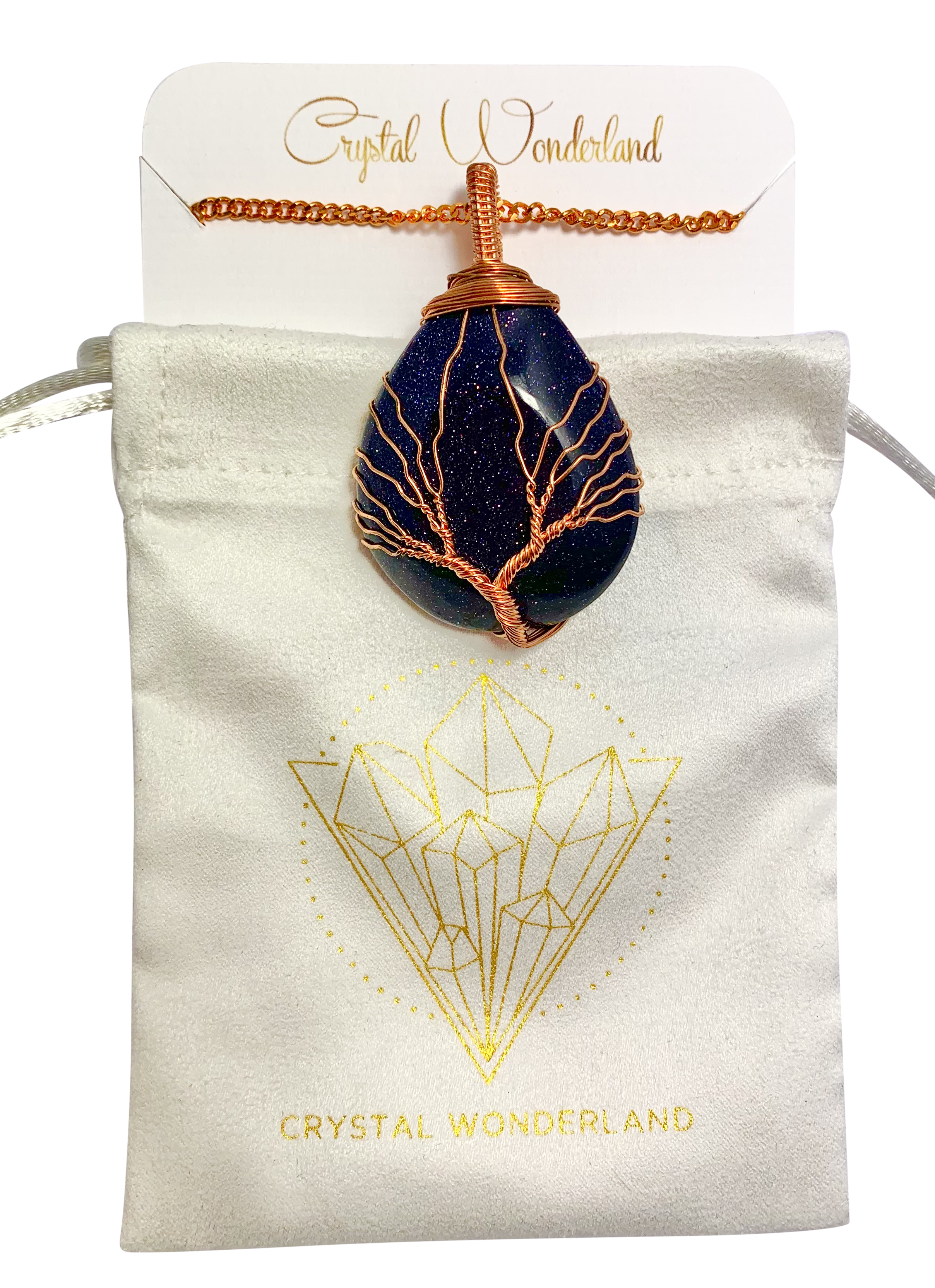 Rain Drop Collection Crystal Pendant Blue Goldstone